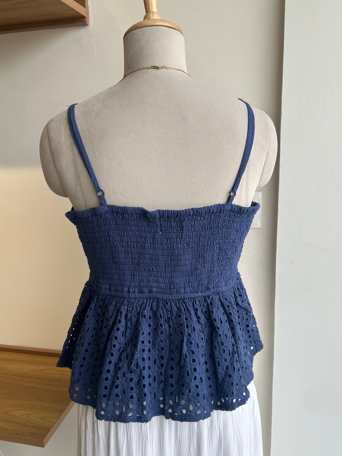 Japna navy blue eyelet top