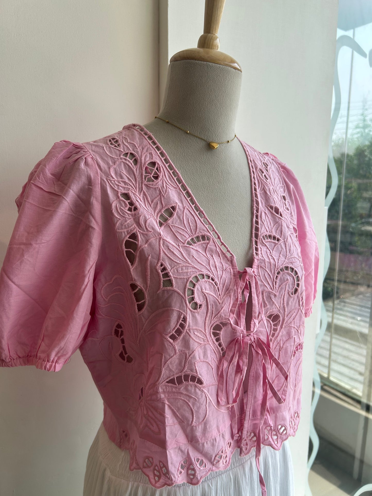Pink Front Tie Top