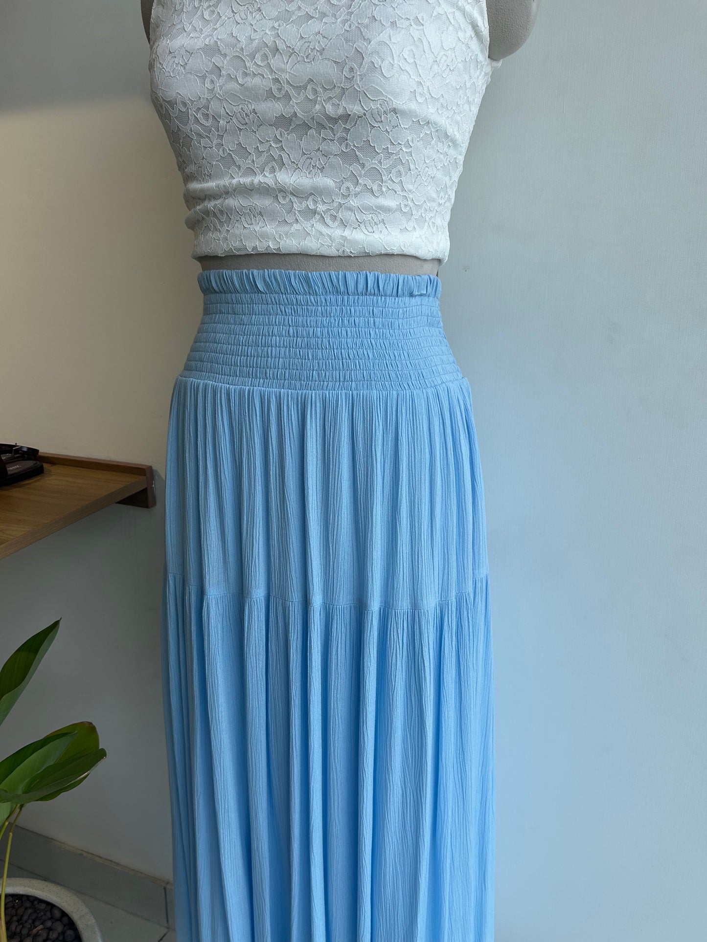 Skirt Japna Blue Smocked