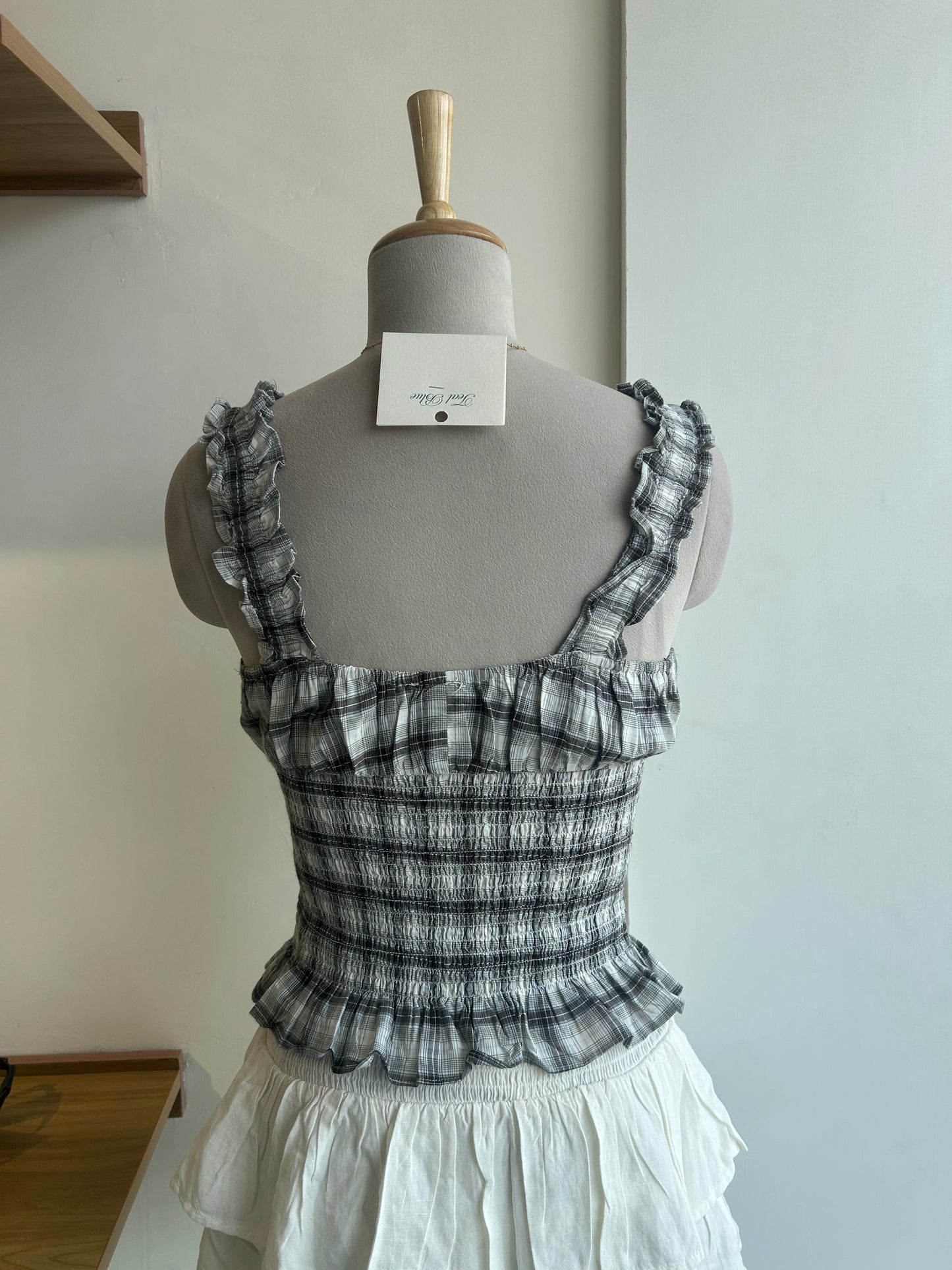 Smocked Waist Check Top