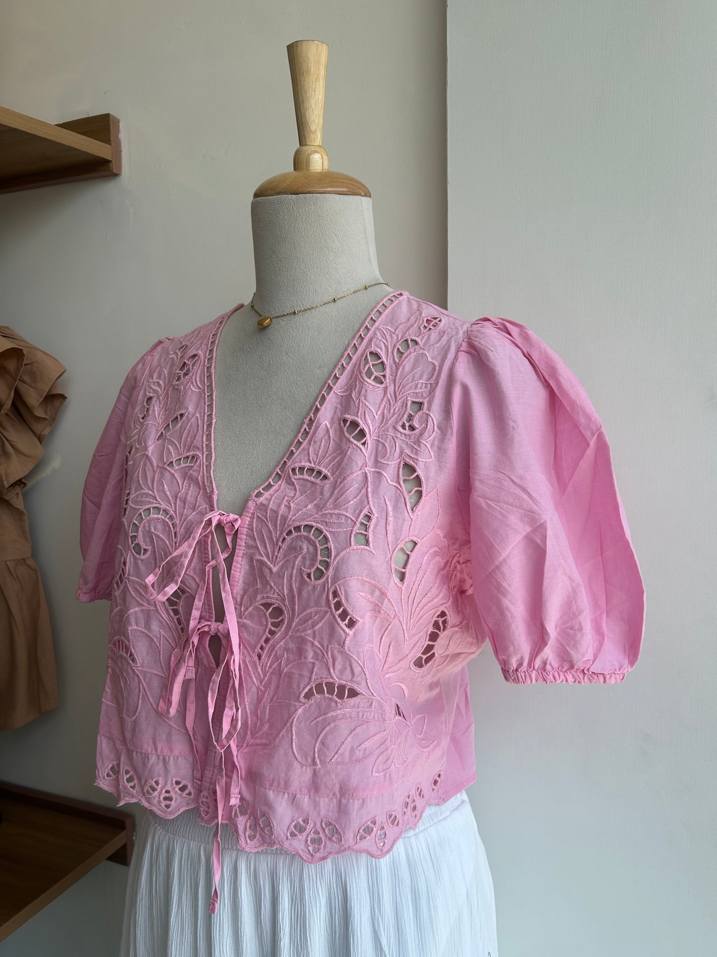 Pink Front Tie Top