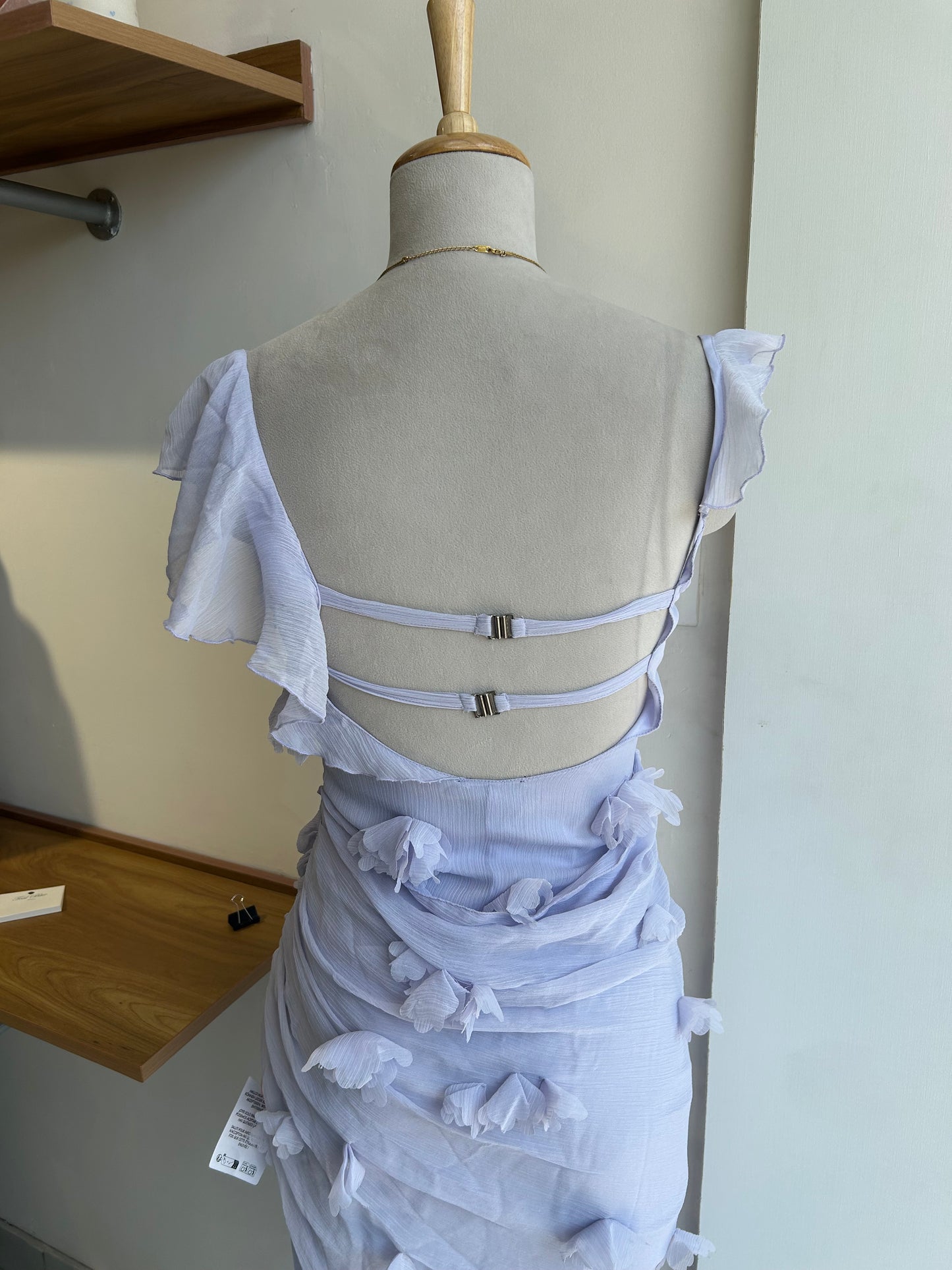 ASOS Flower Draped Ruffle Sleeve Dress