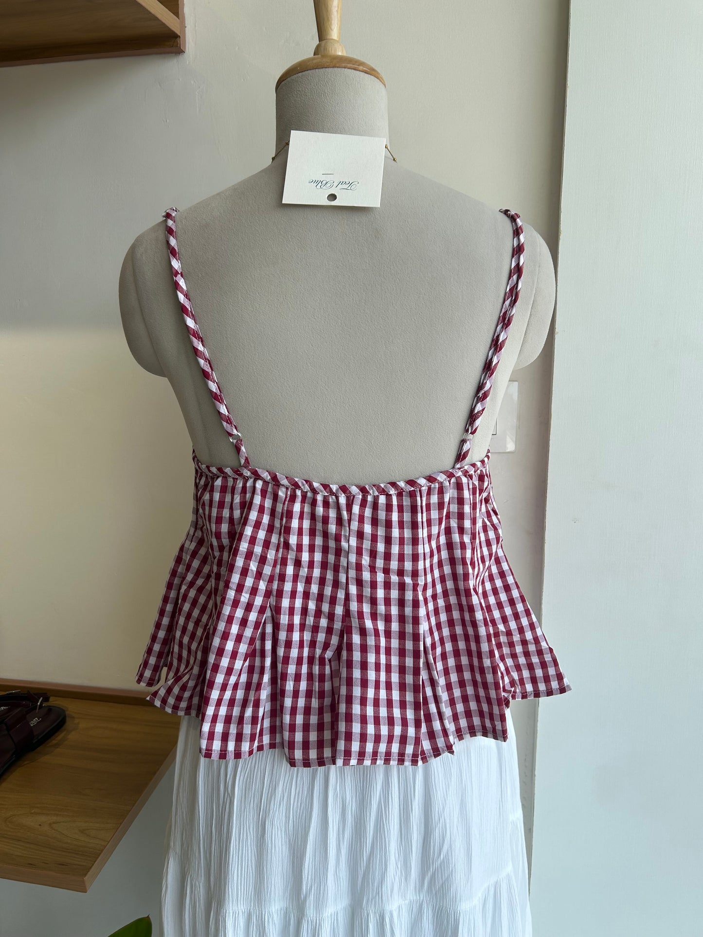 Red Gingham Bustier Top