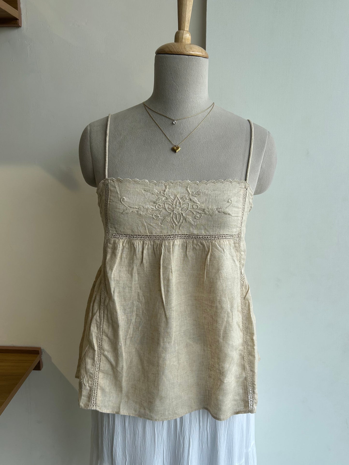 Zara beige linen blend top