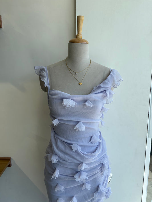 ASOS Flower Draped Ruffle Sleeve Dress