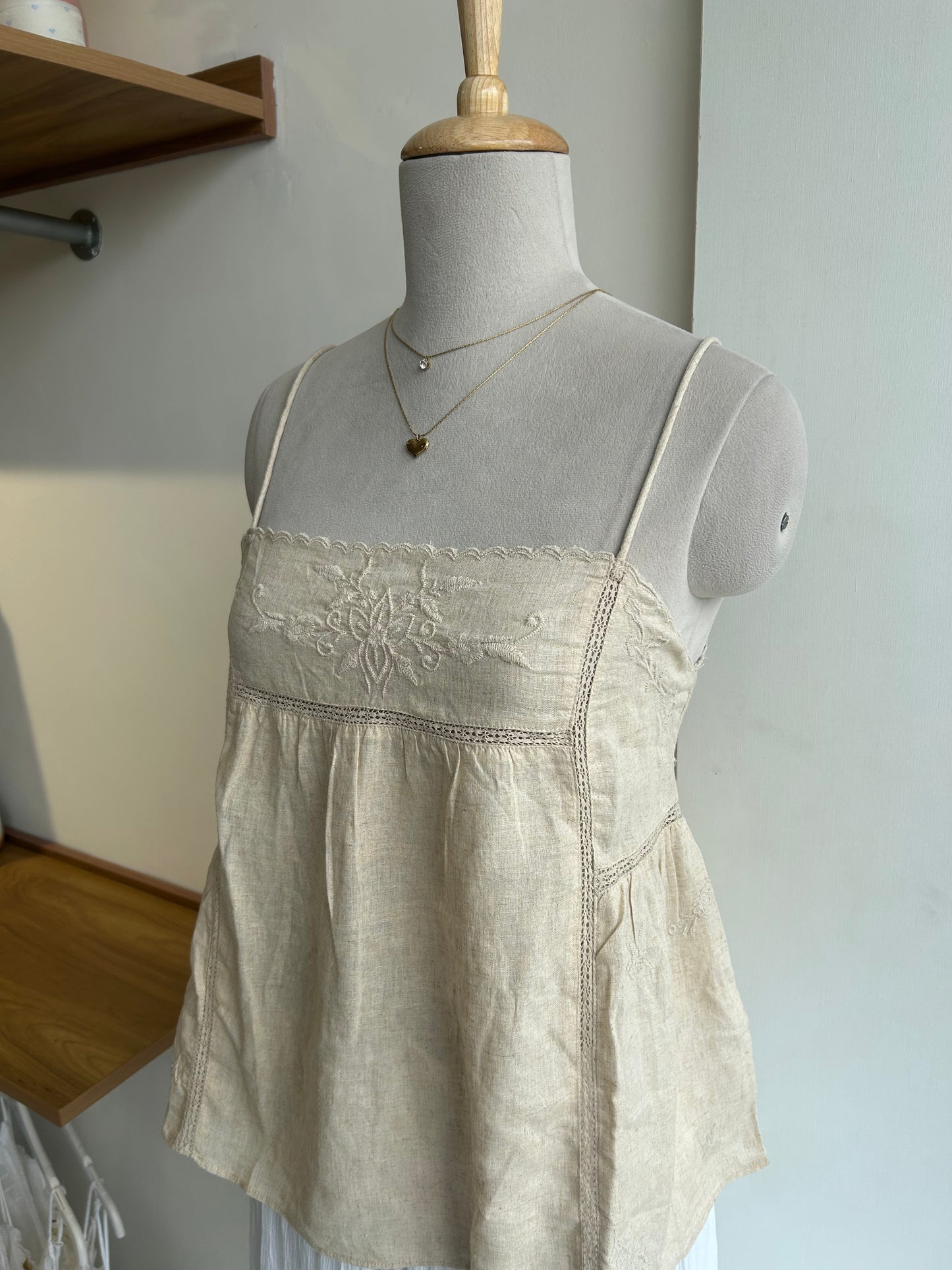 Zara beige linen blend top