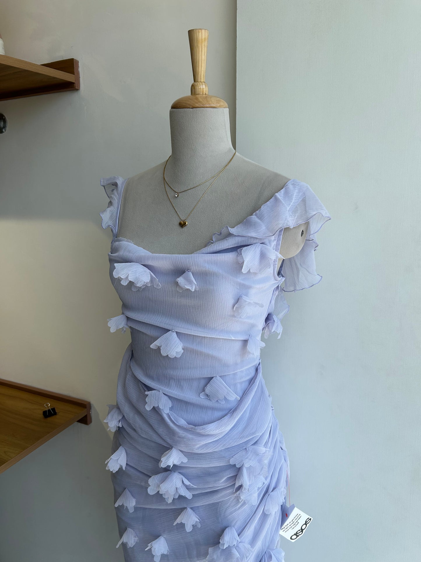 ASOS Flower Draped Ruffle Sleeve Dress