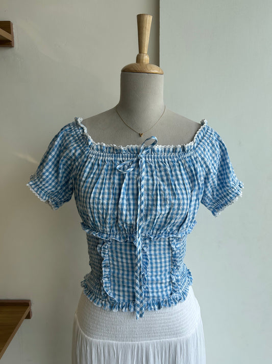 Blue check top