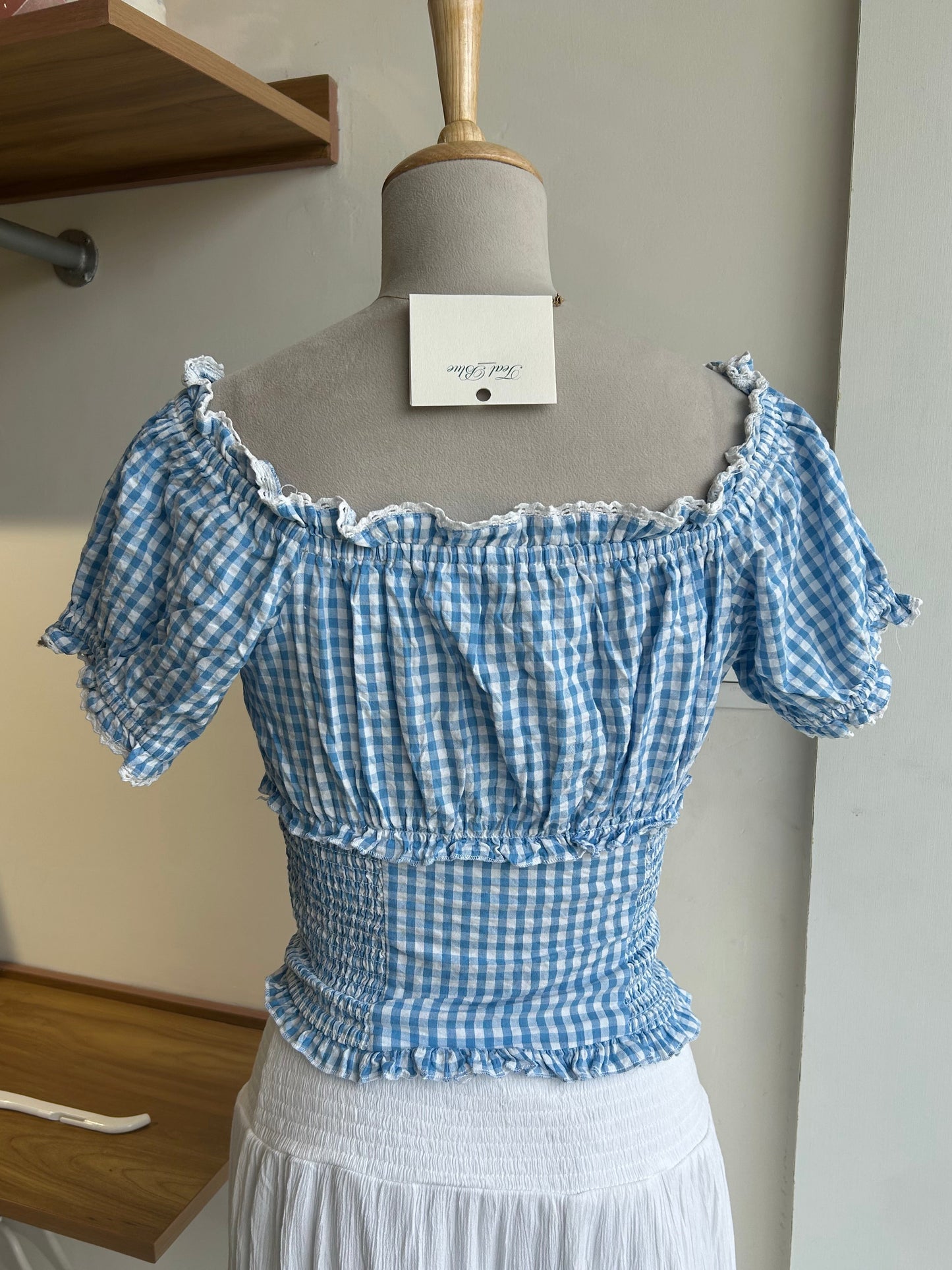 Blue check top