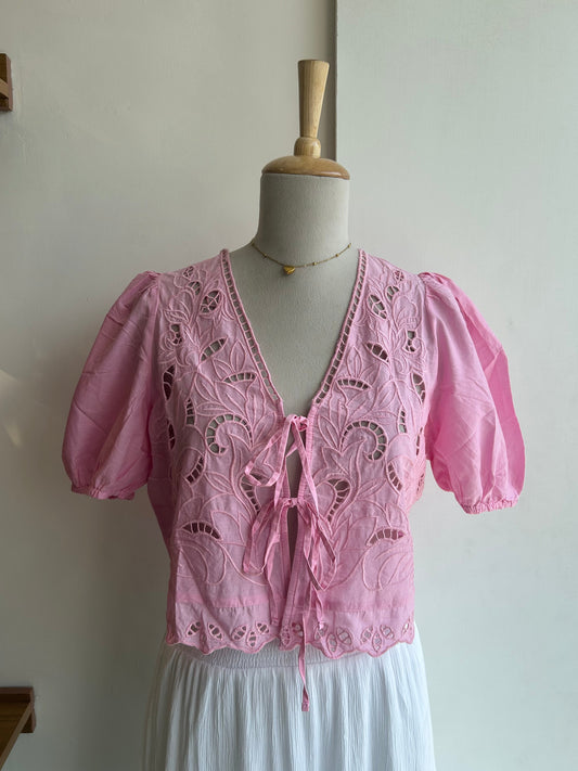 Pink Front Tie Top