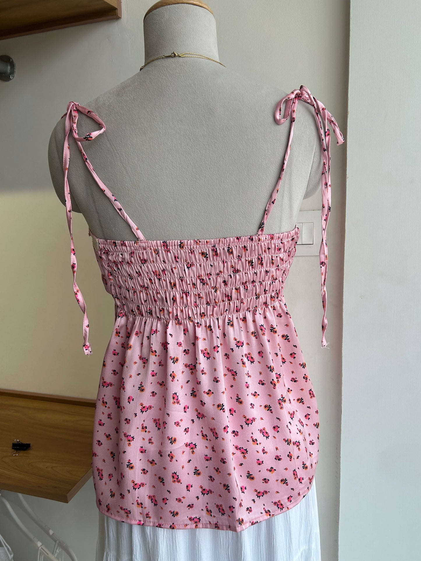 Satin pink floral top