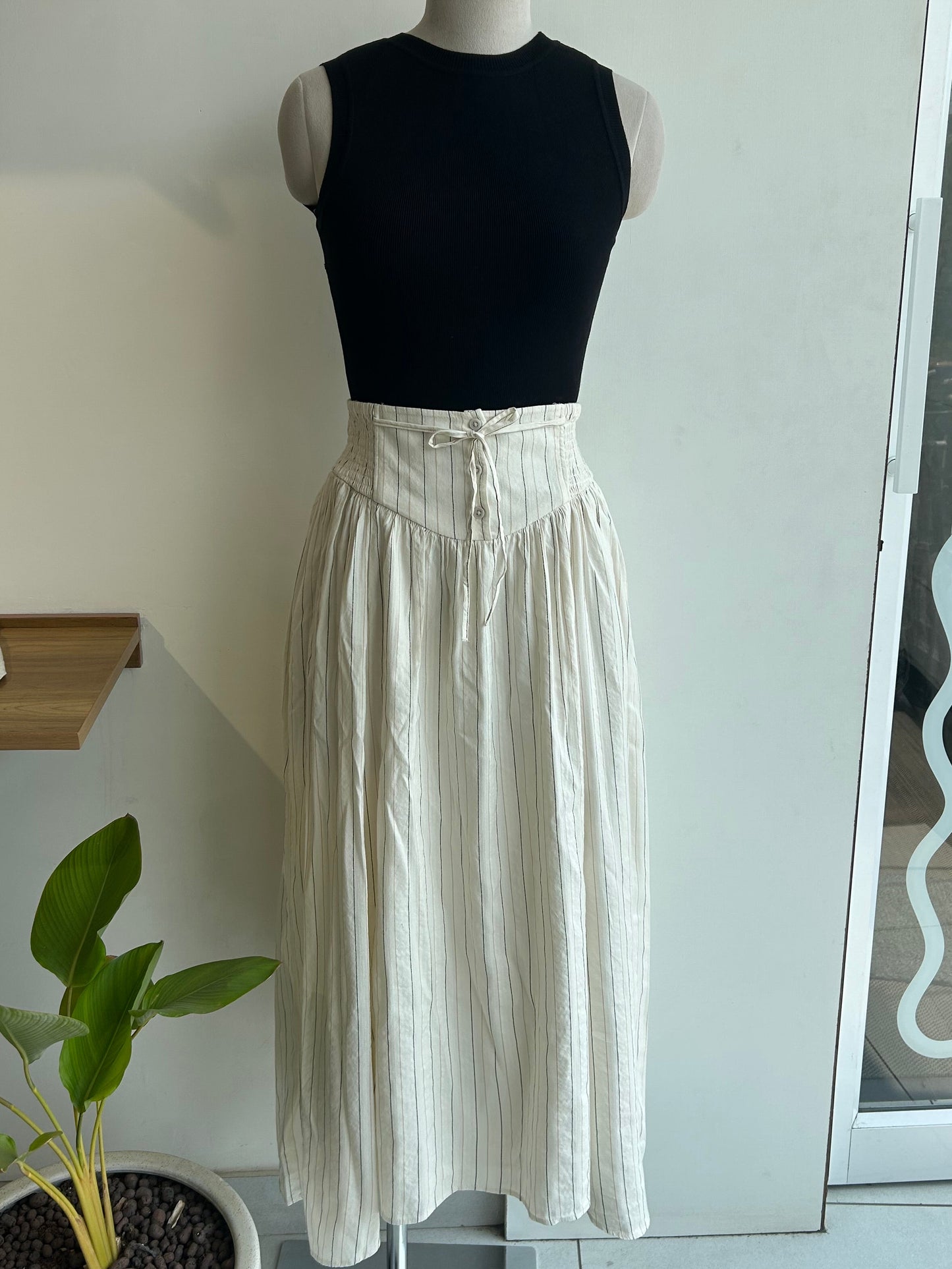 Skirt-Midi Stripe Skirt