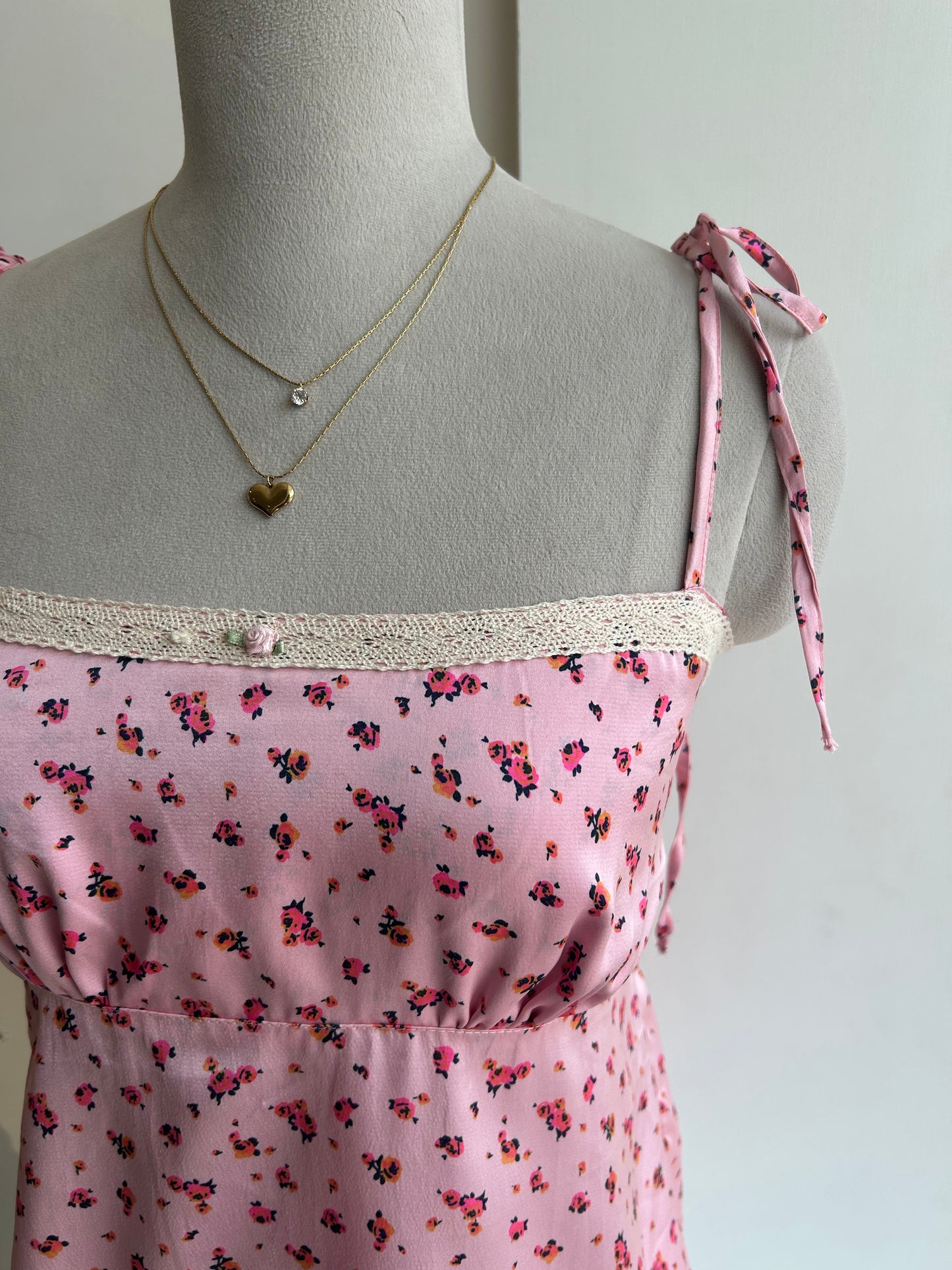 Satin pink floral top
