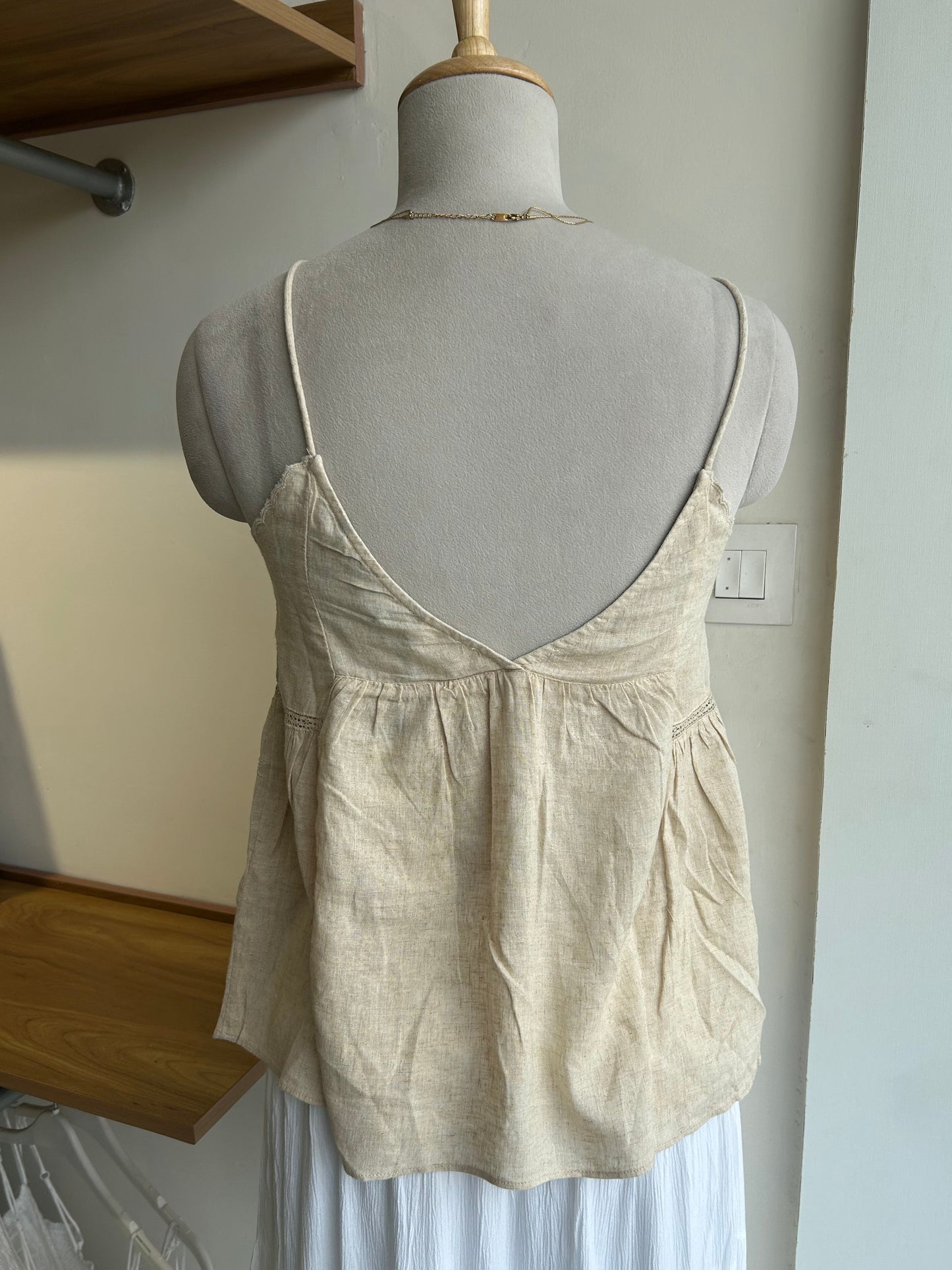 Zara beige linen blend top
