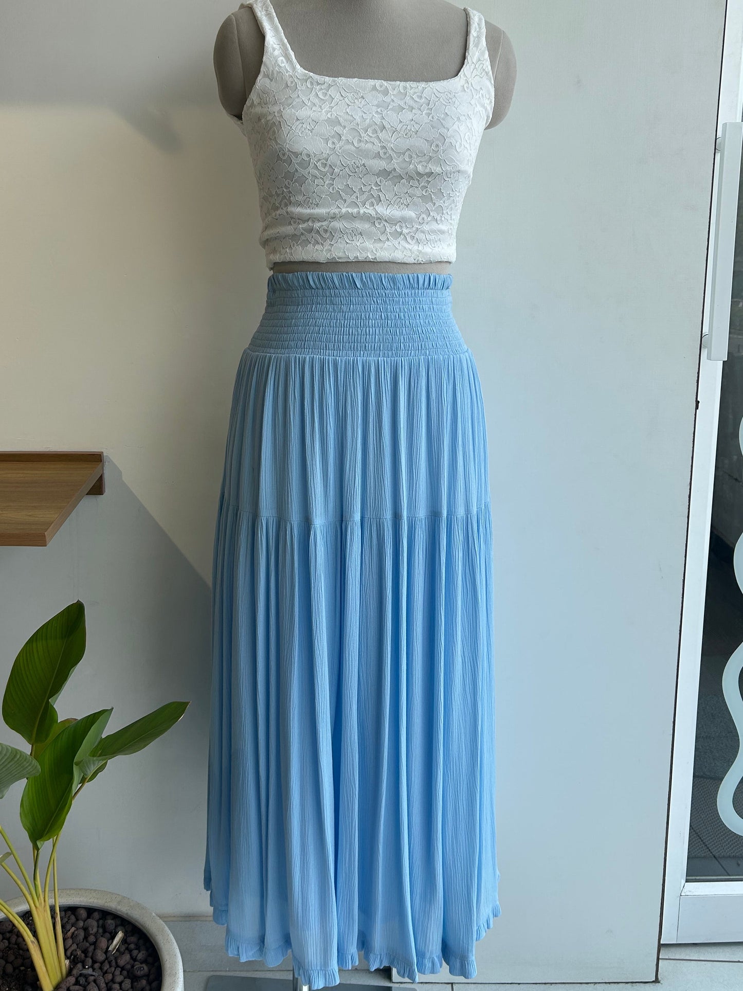 Skirt Japna Blue Smocked