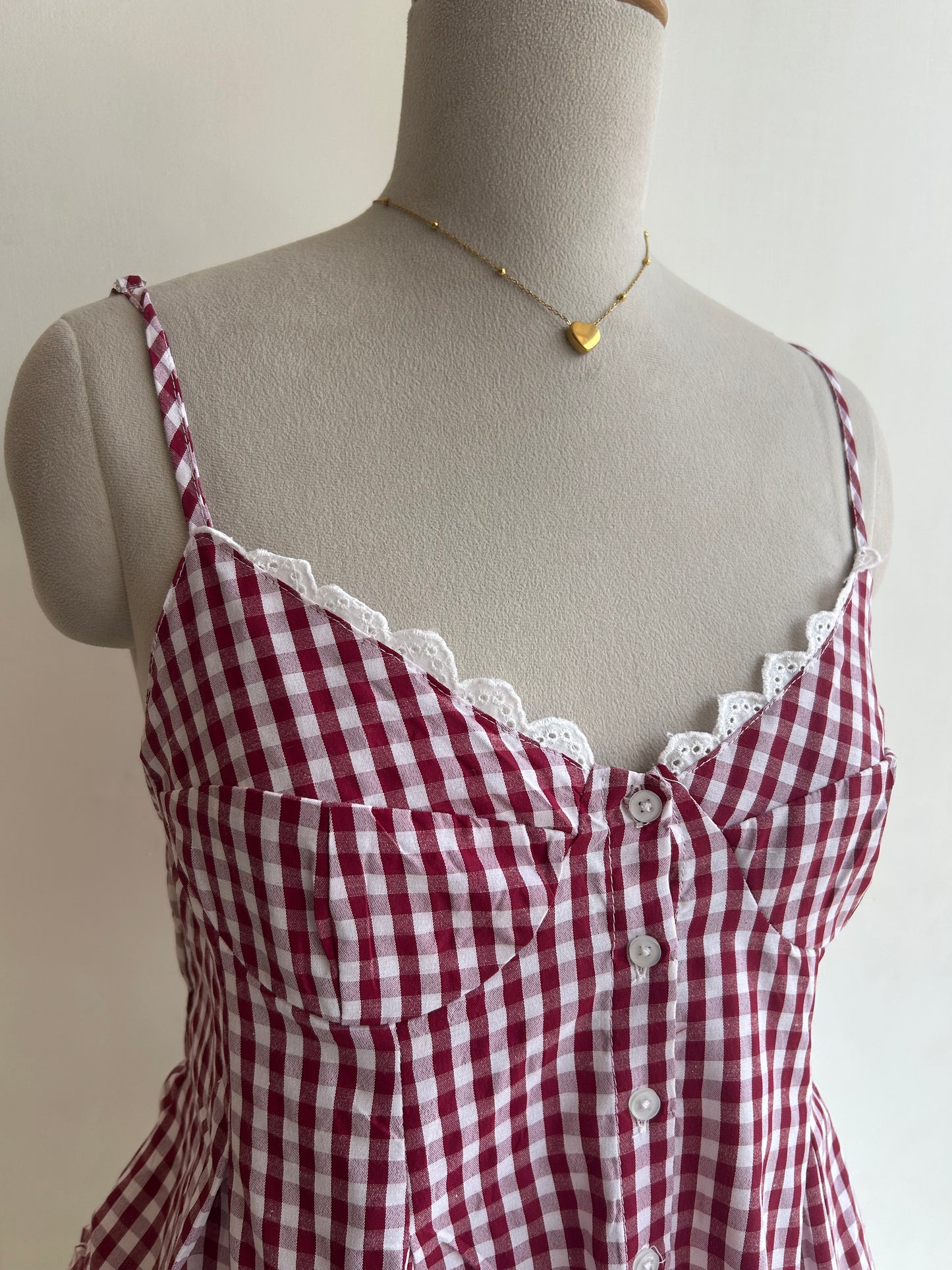Red Gingham Bustier Top