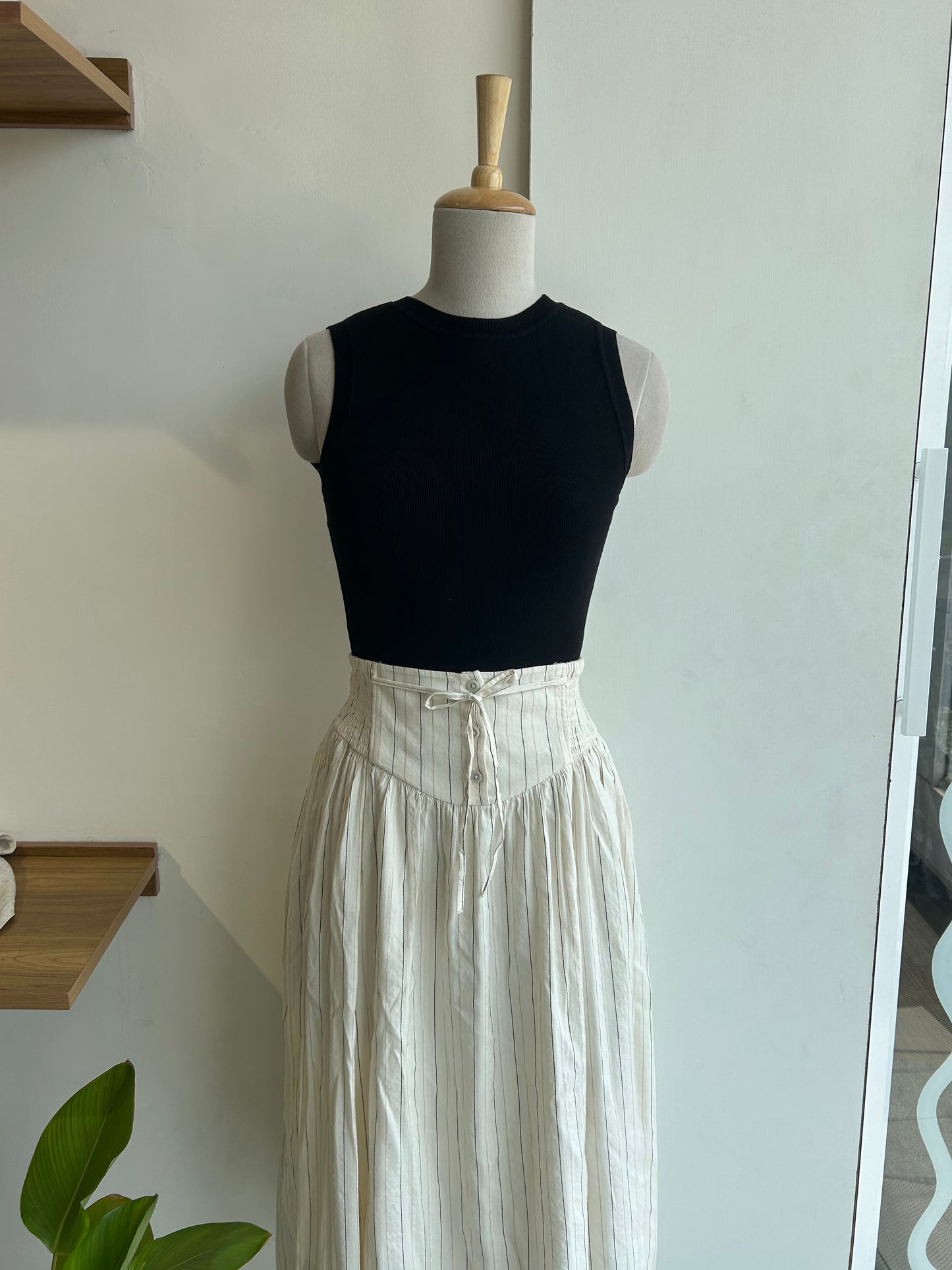 Skirt-Midi Stripe Skirt