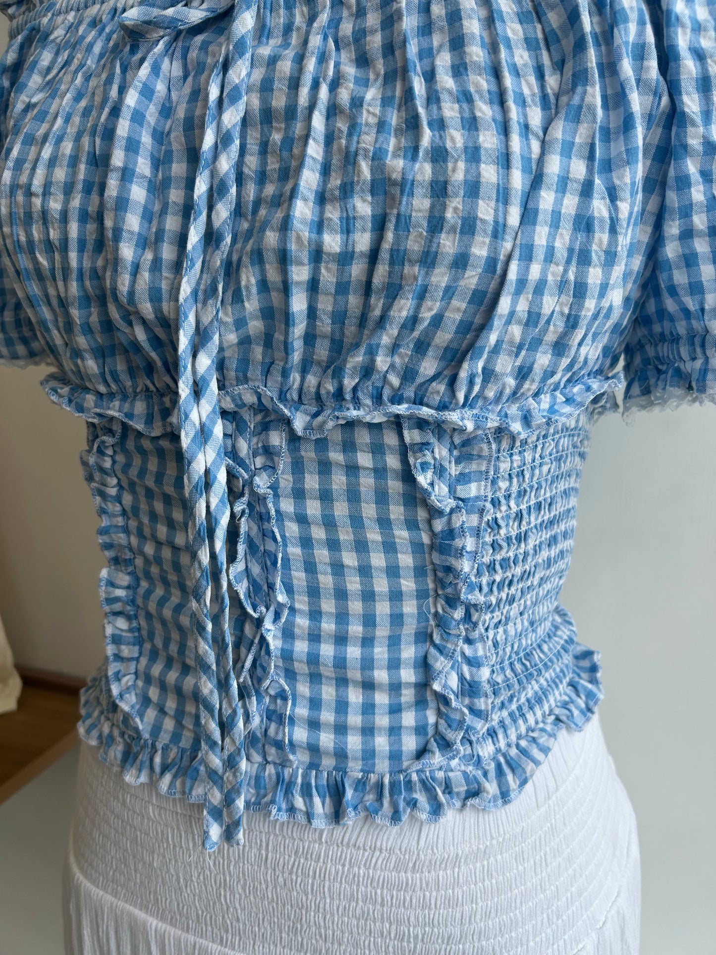 Blue check top