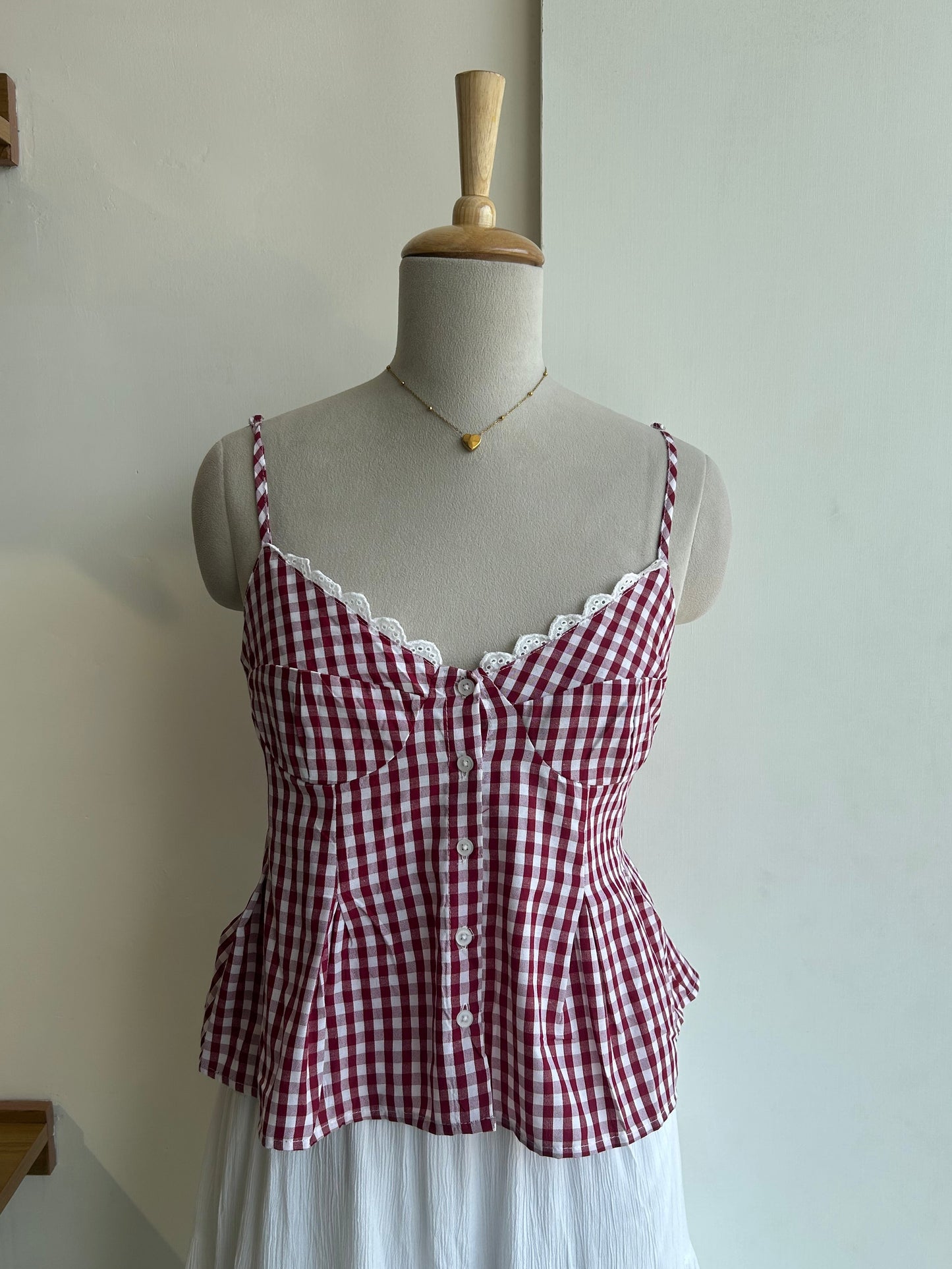 Red Gingham Bustier Top