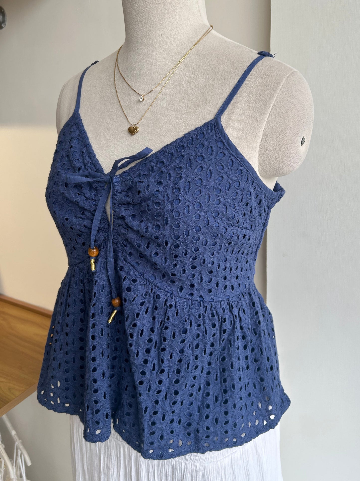 Japna navy blue eyelet top