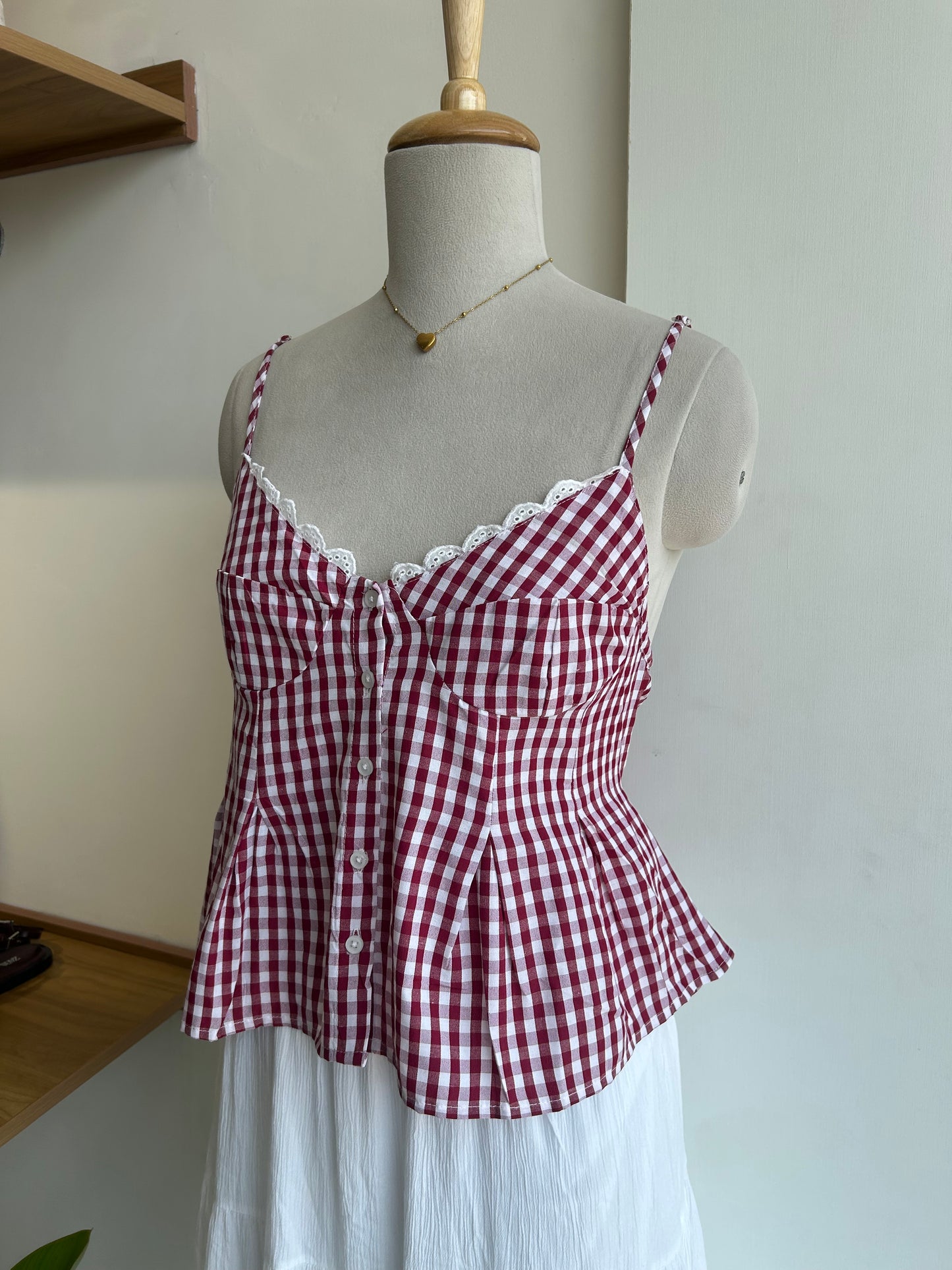 Red Gingham Bustier Top