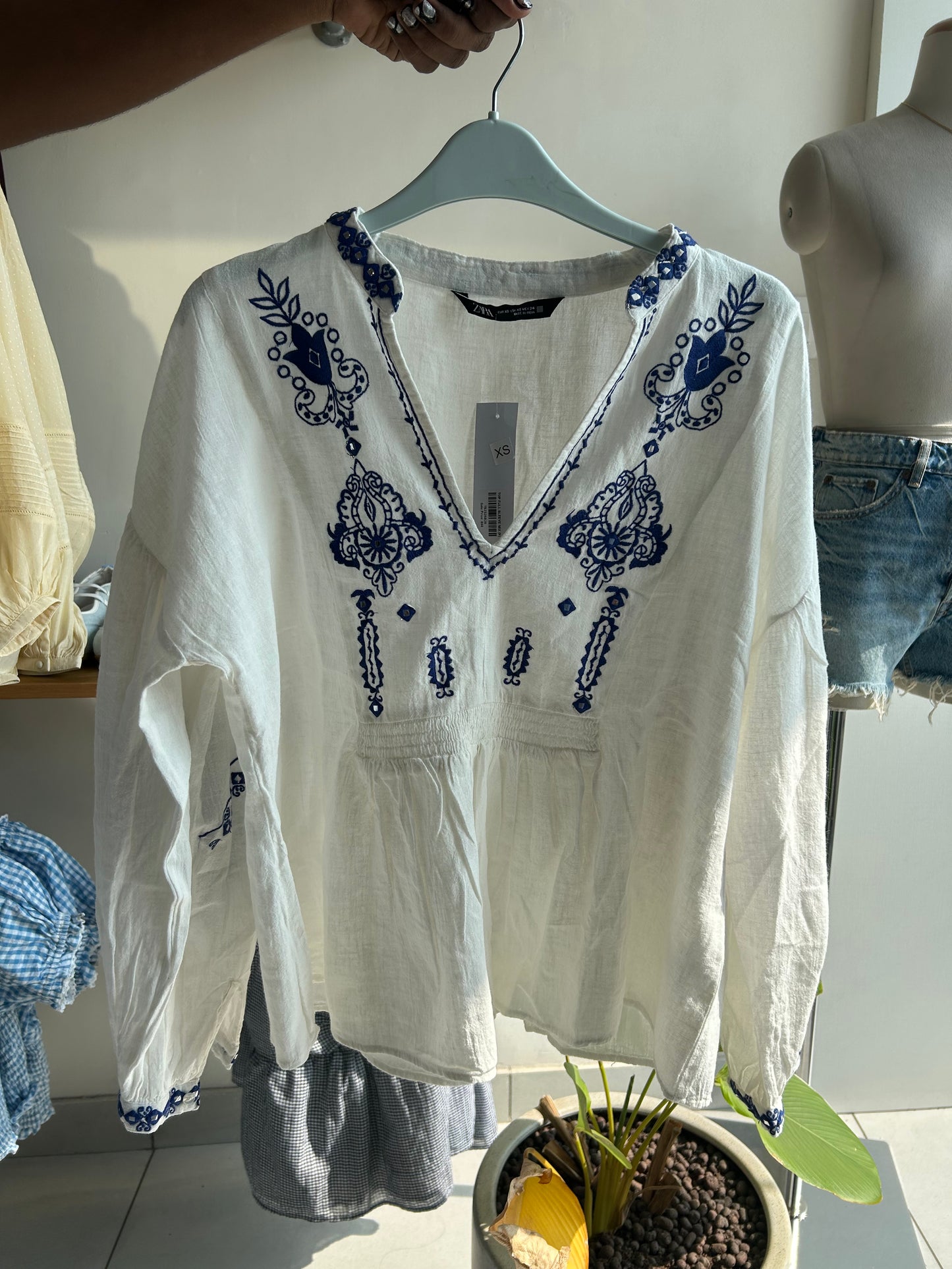Zara embroidered top