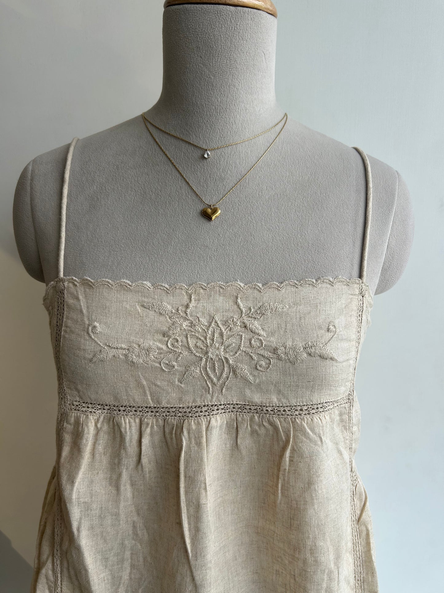 Zara beige linen blend top
