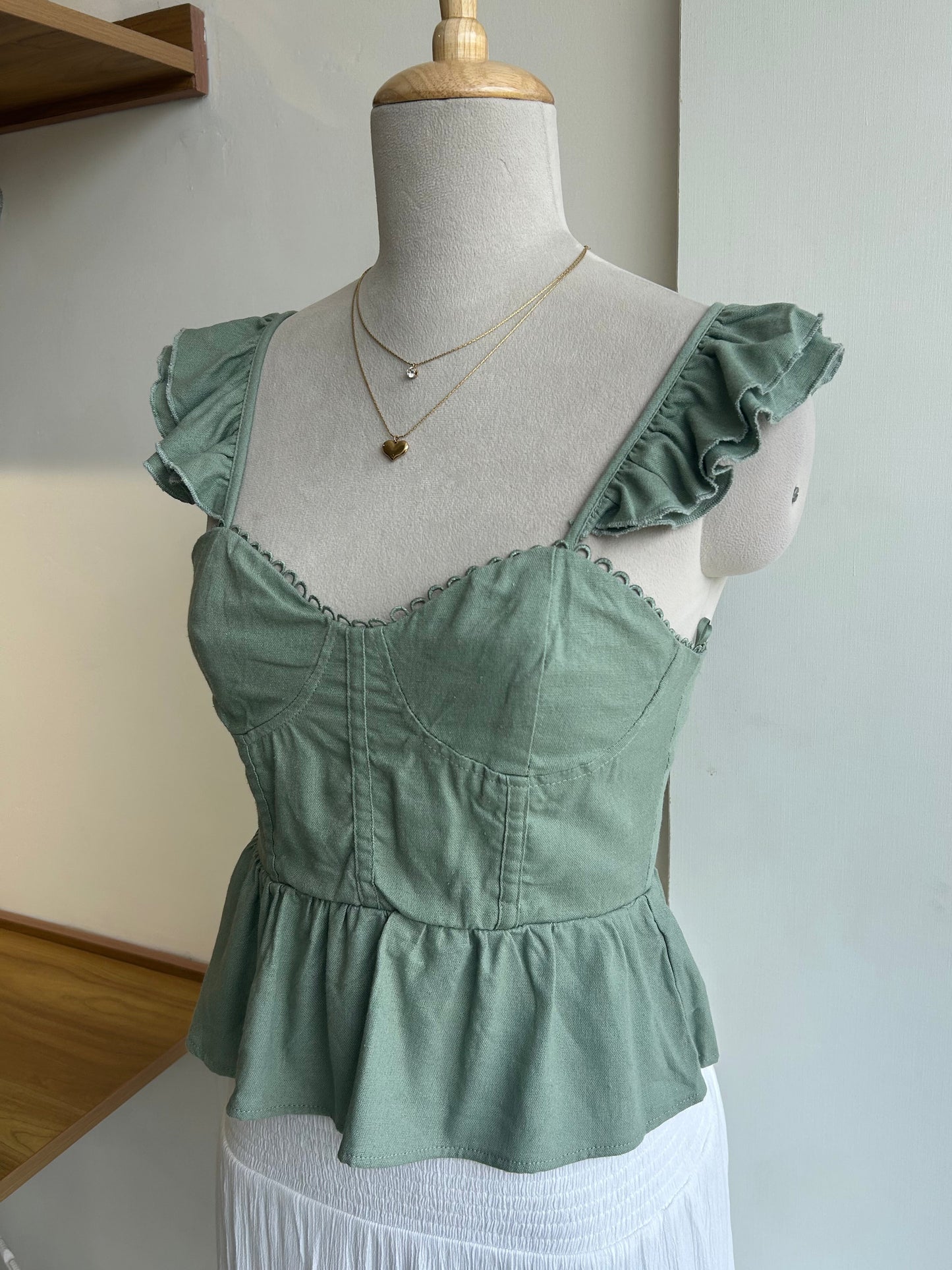 Sage green bustier top
