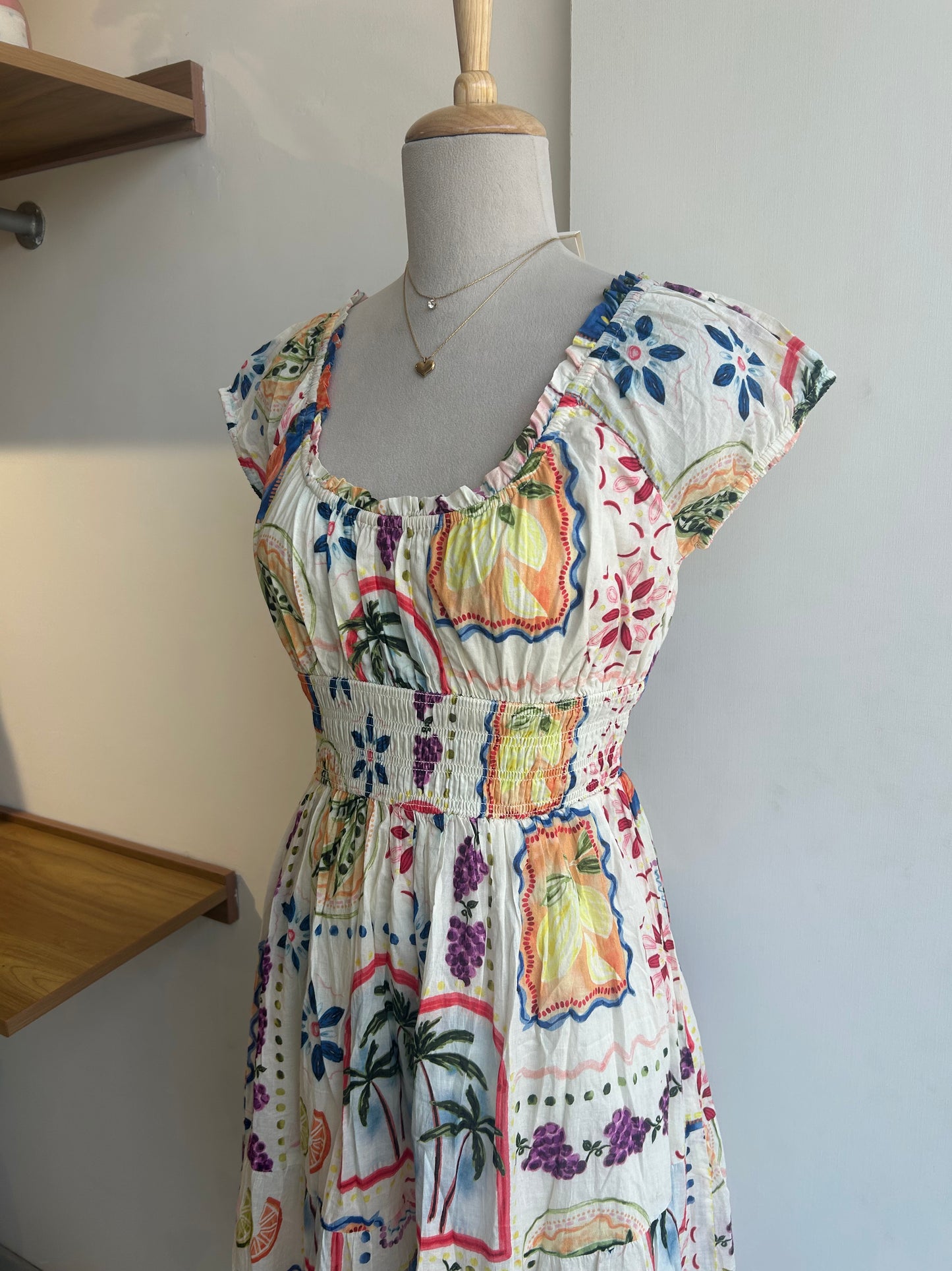 Smocked Waist Multicolour Dress