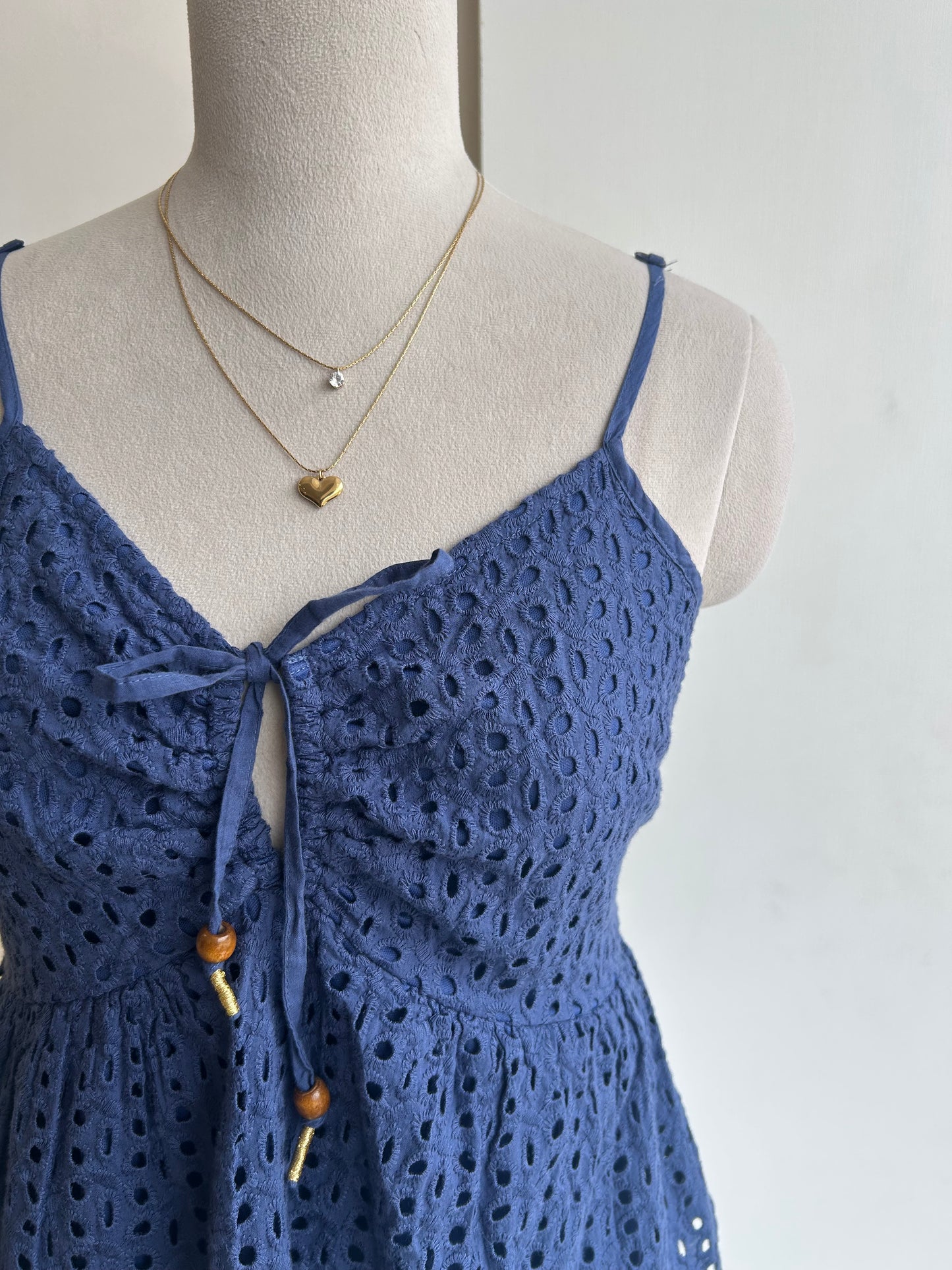 Japna navy blue eyelet top