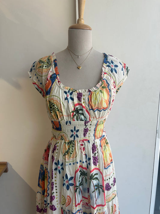 Smocked Waist Multicolour Dress