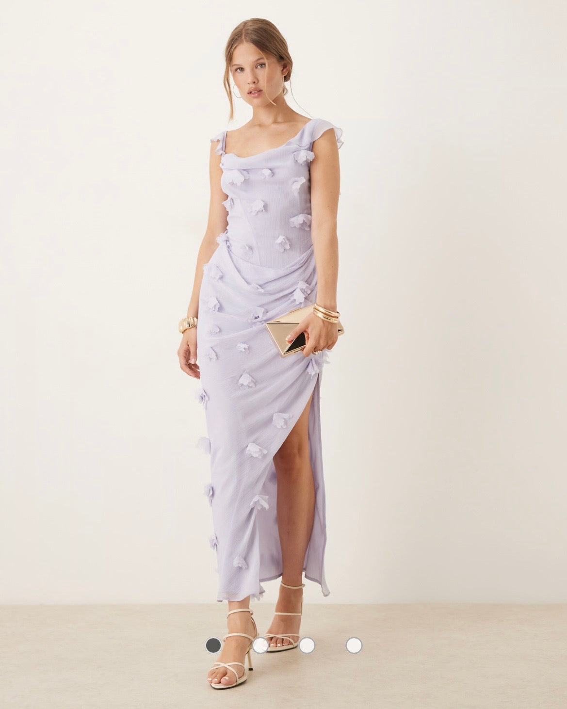 ASOS Flower Draped Ruffle Sleeve Dress
