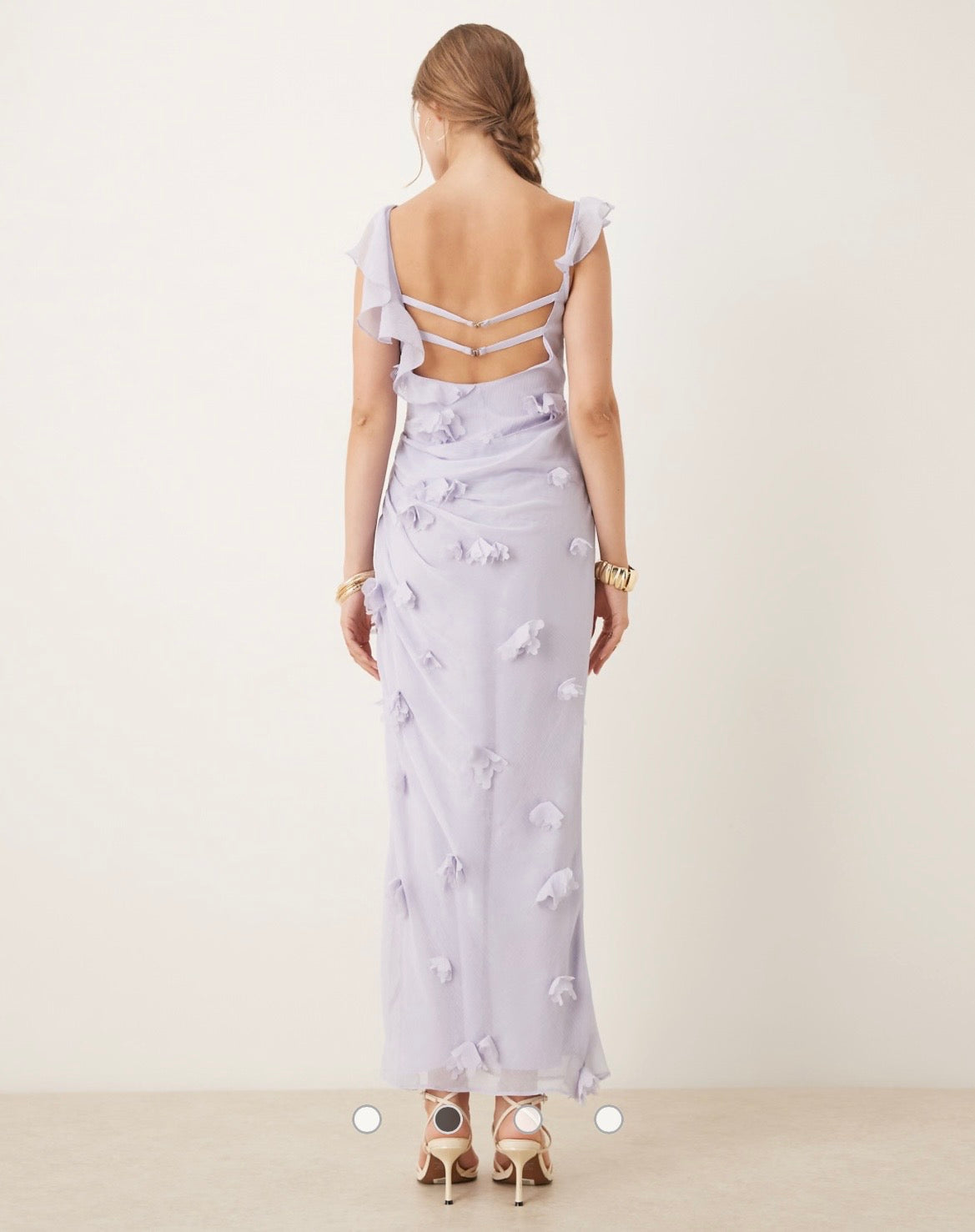 ASOS Flower Draped Ruffle Sleeve Dress