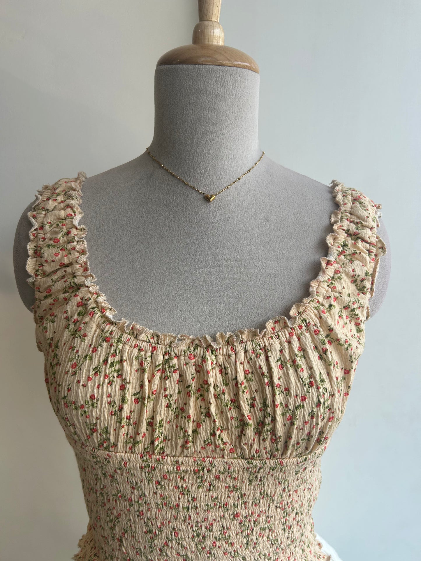 Floral yellow Smocked Waist Top