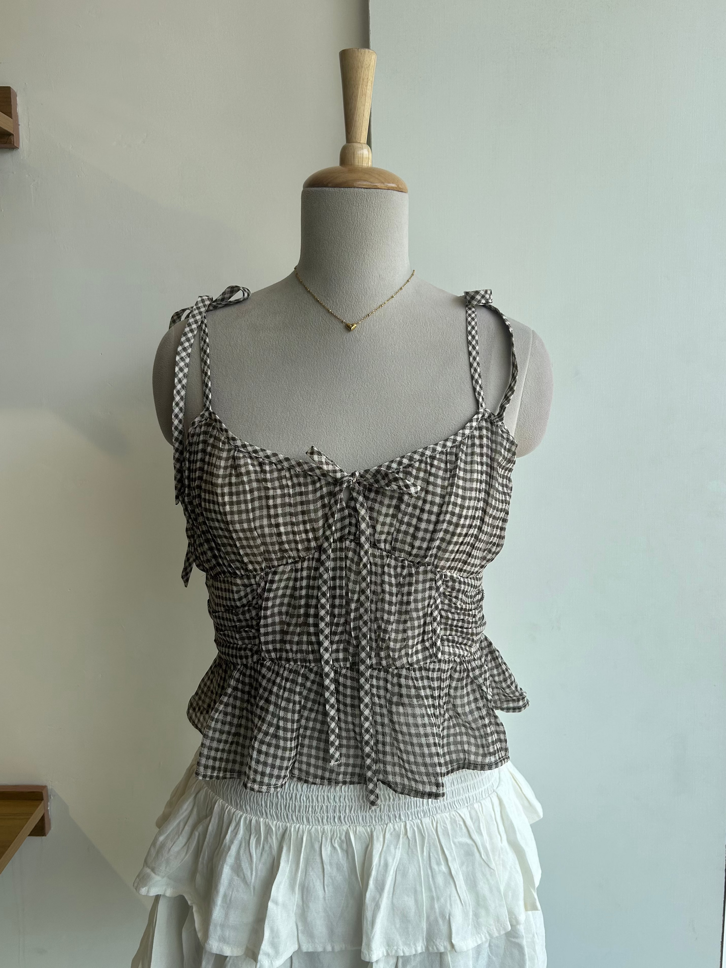 American Eagle Brown Check Top