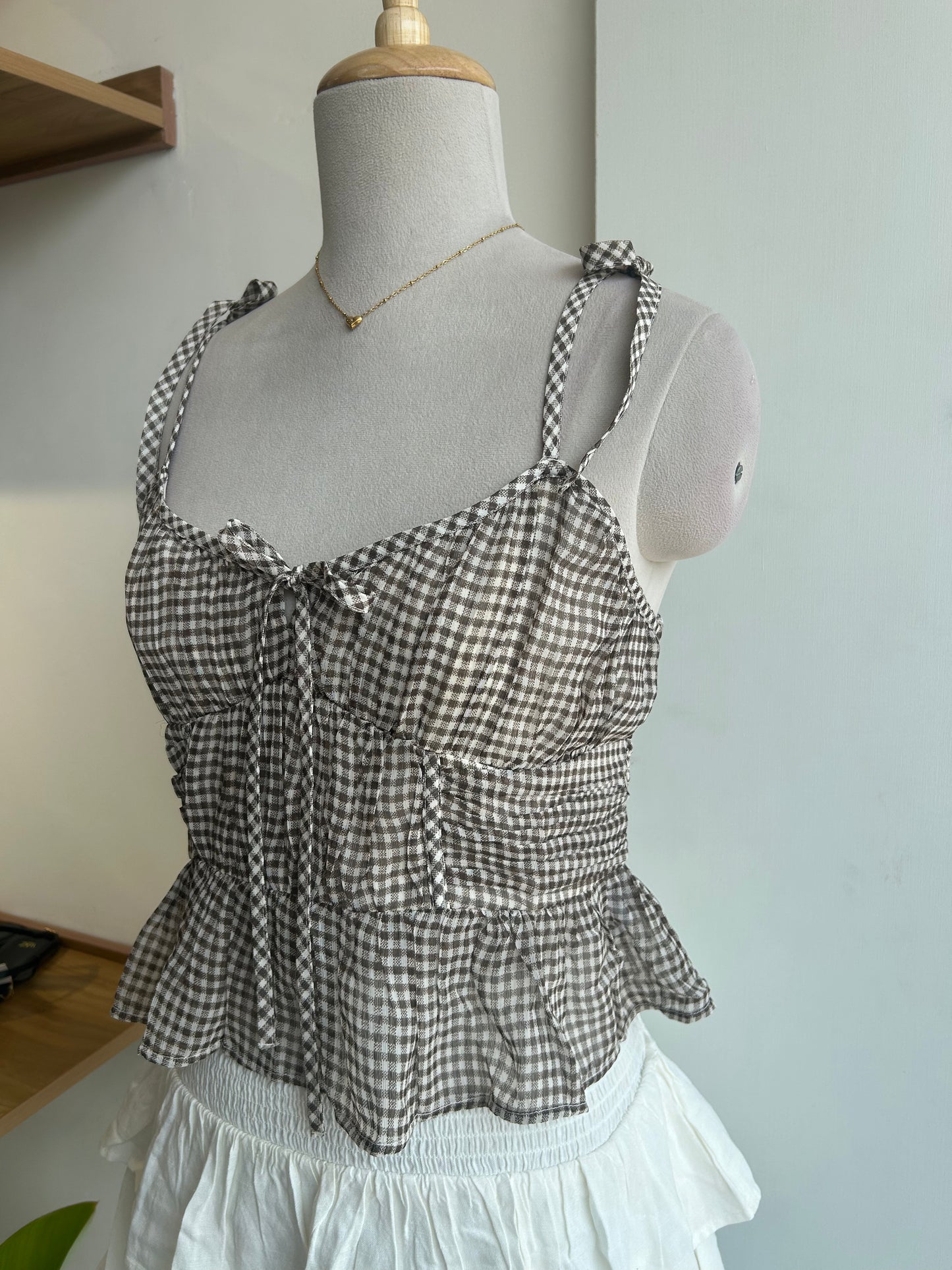 American Eagle Brown Check Top