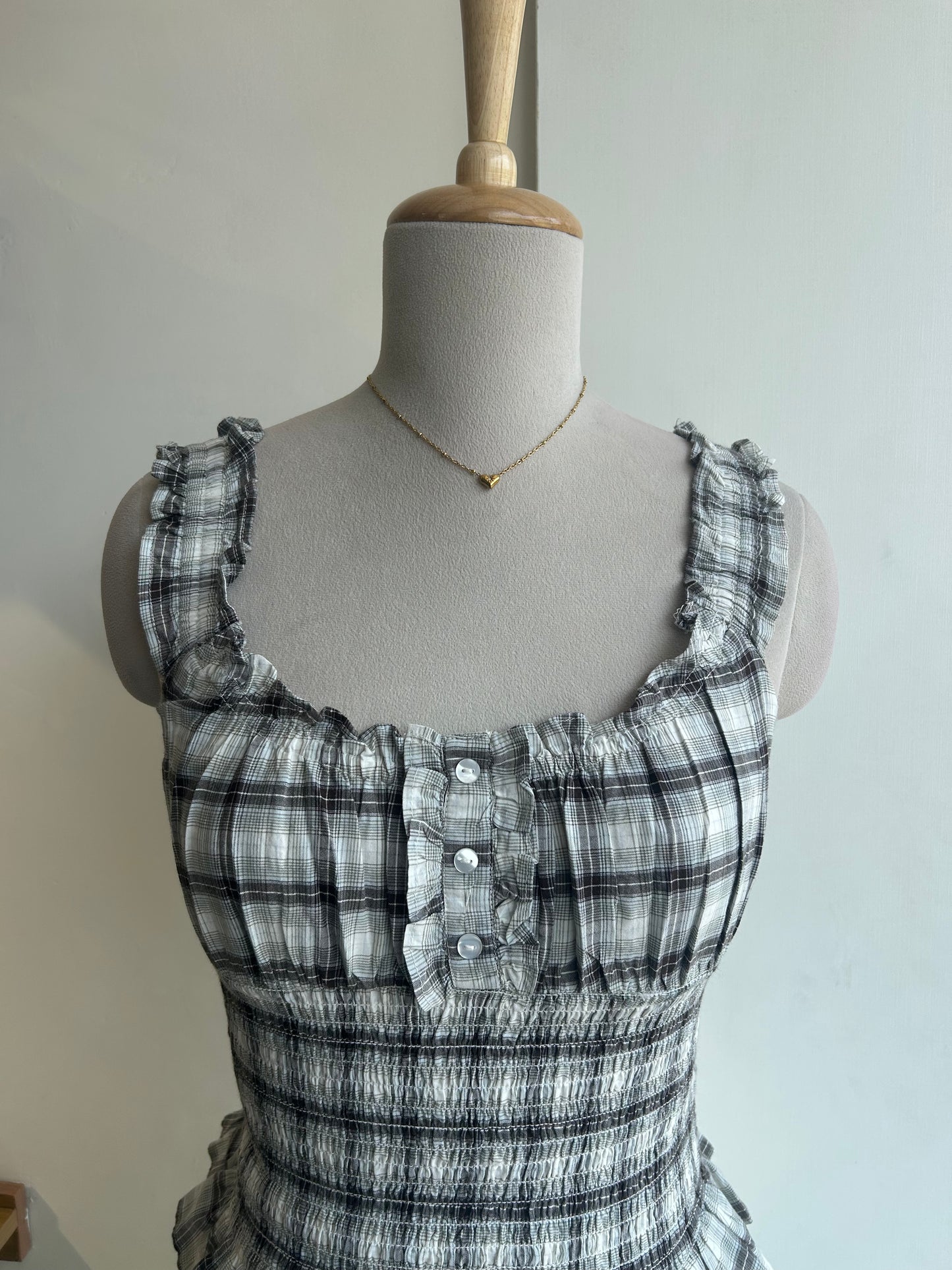 Smocked Waist Check Top