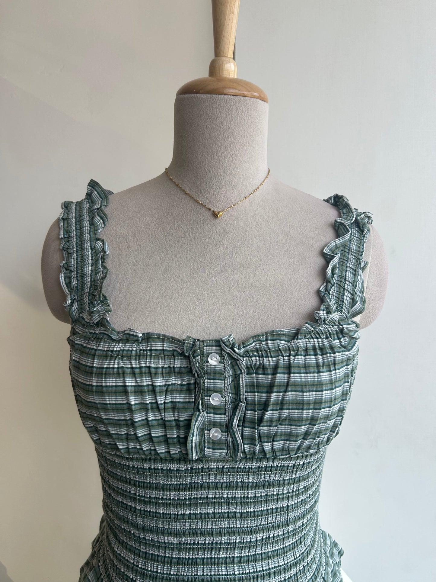 Smocked Waist Check Top