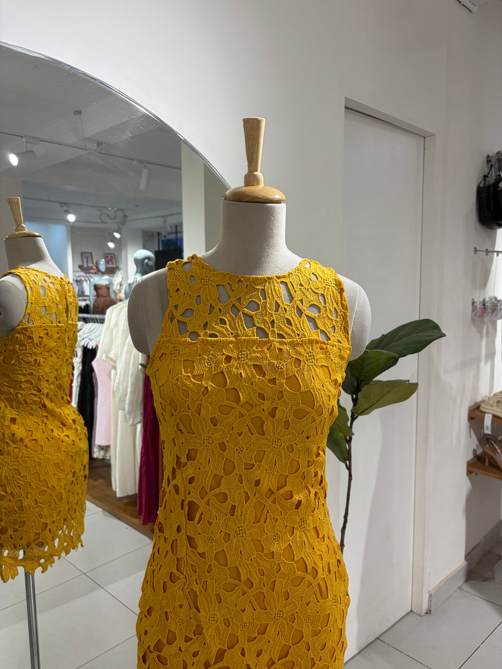Yellow Crochet Short Dress
