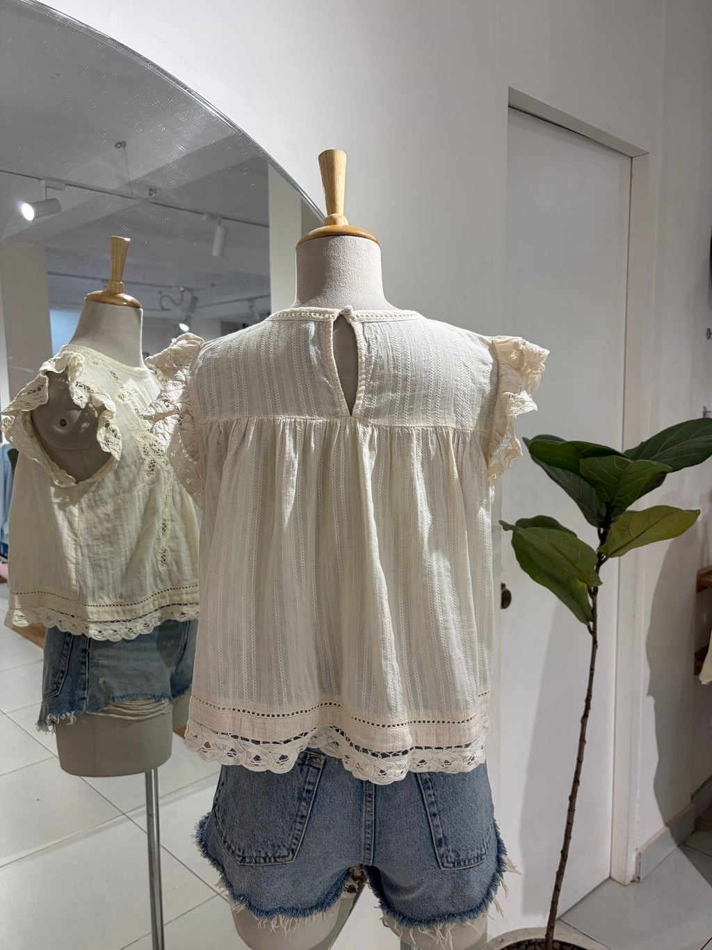Anthropologie Lace Flutter Top