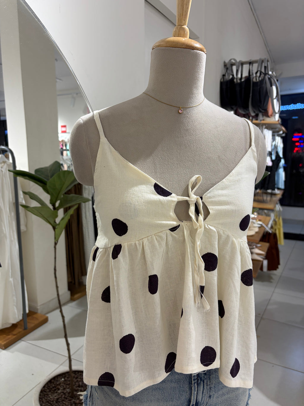 Black Polka Cami Top