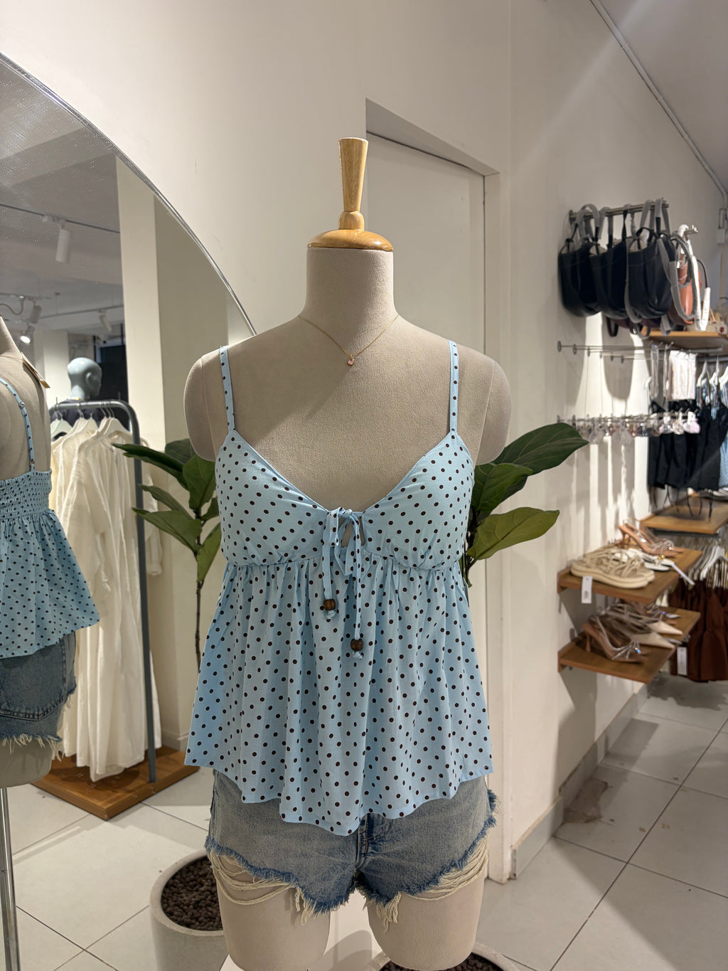 Blue Polka Cami Top