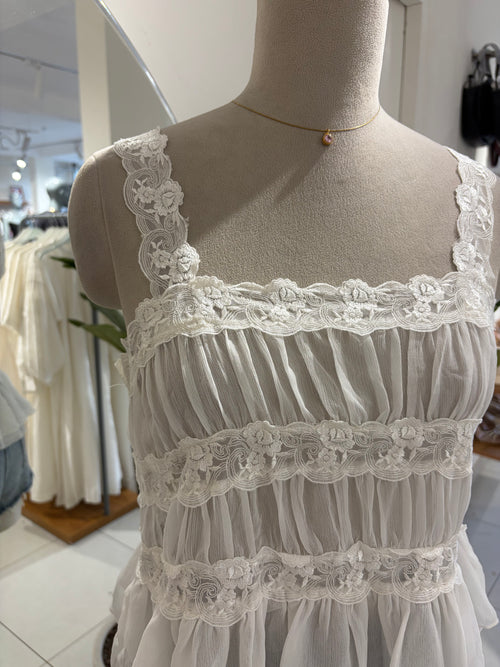 Anthropologie Shirred Lace Tank