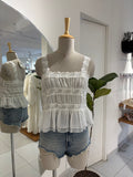 Anthropologie Shirred Lace Tank