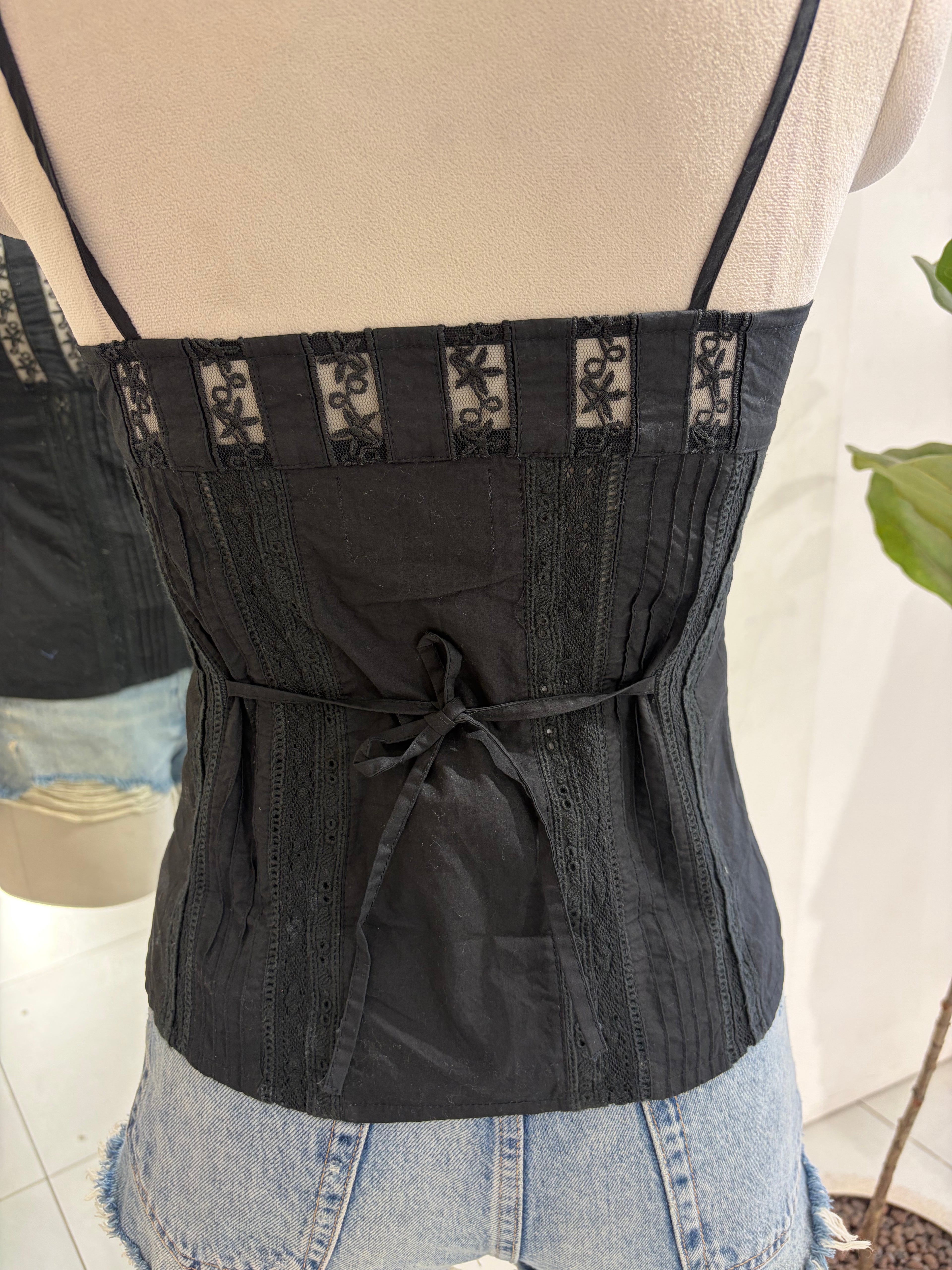 Black Embroidered Cotton Top