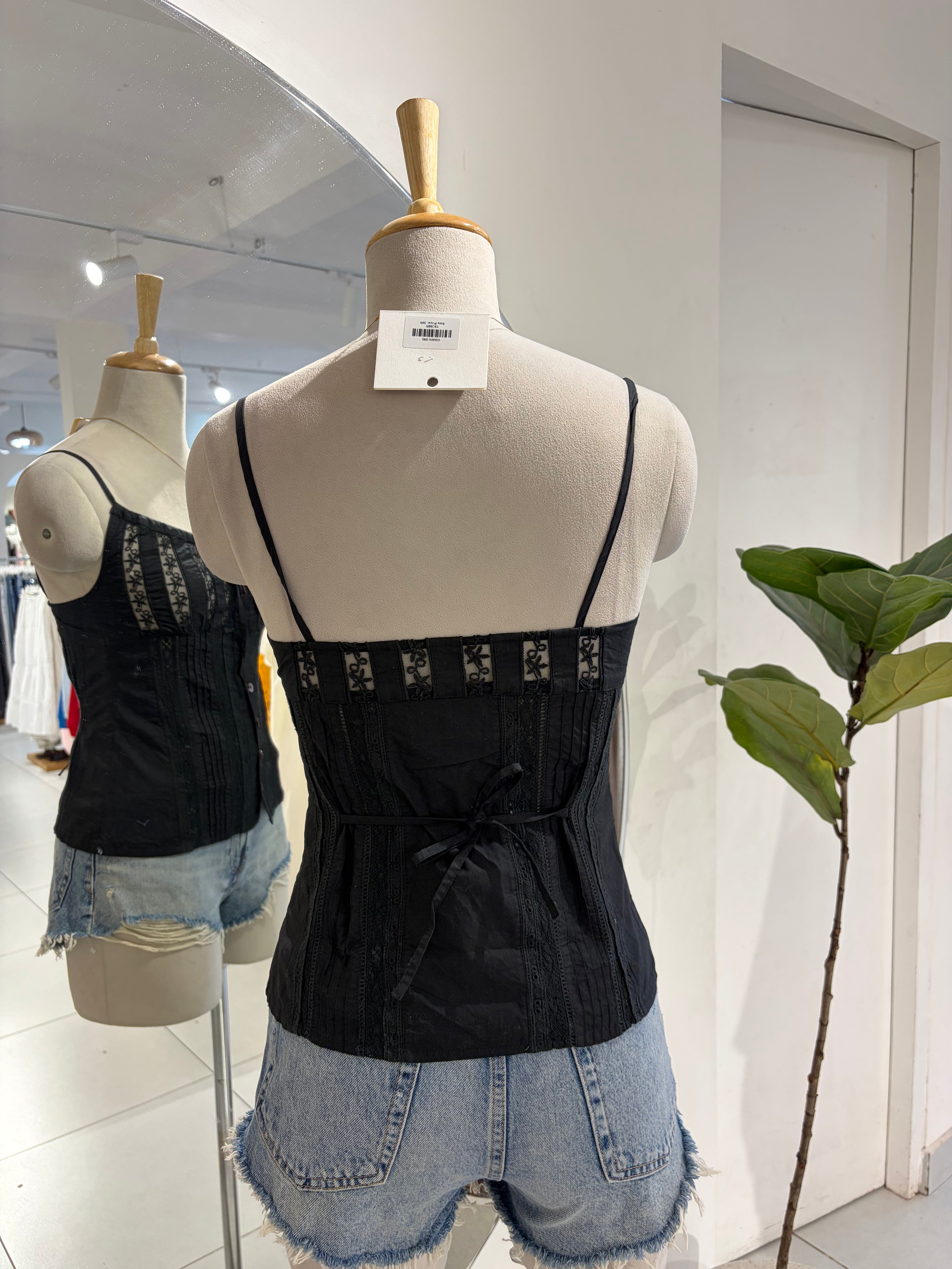 Black Embroidered Cotton Top