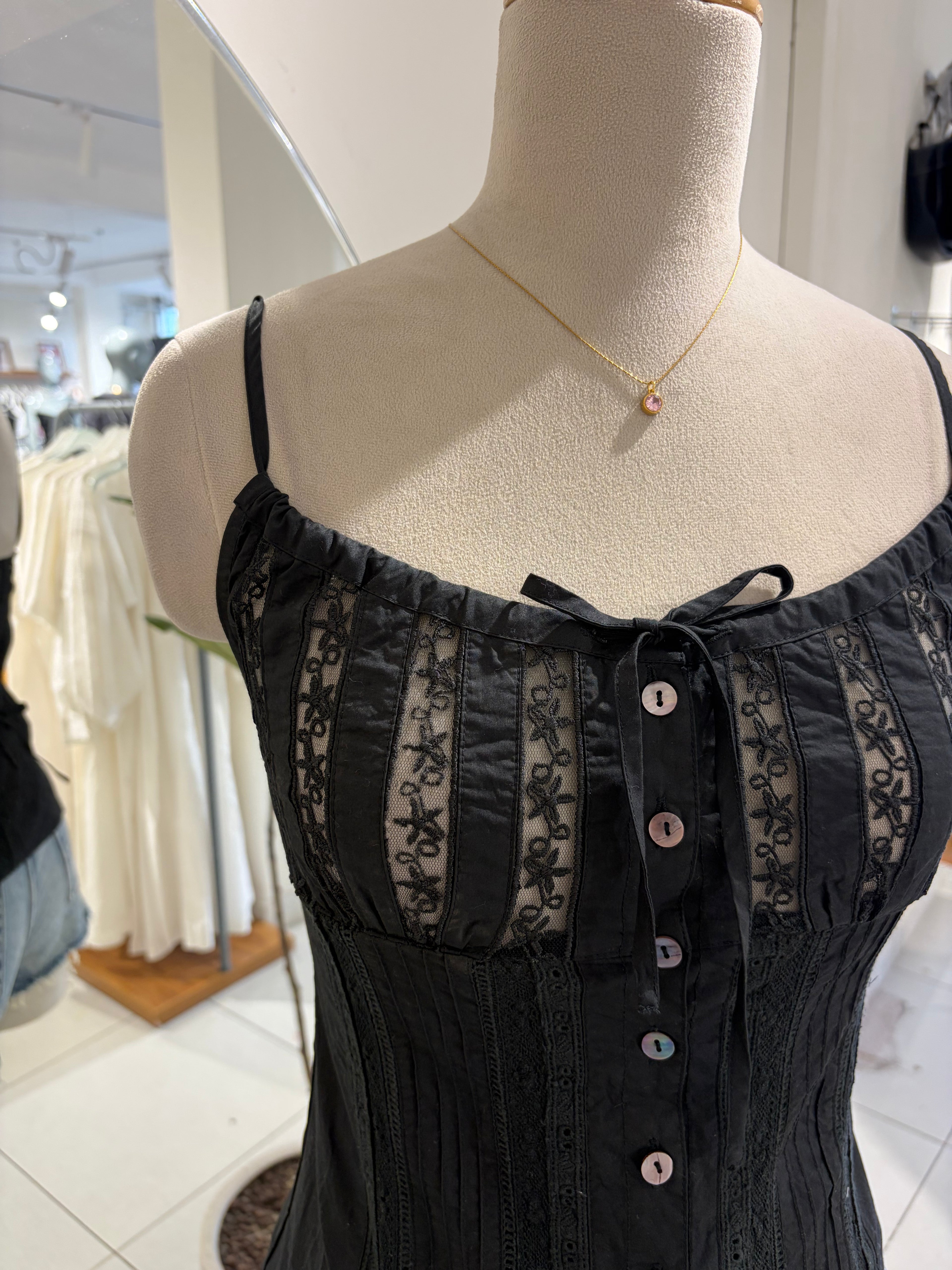 Black Embroidered Cotton Top