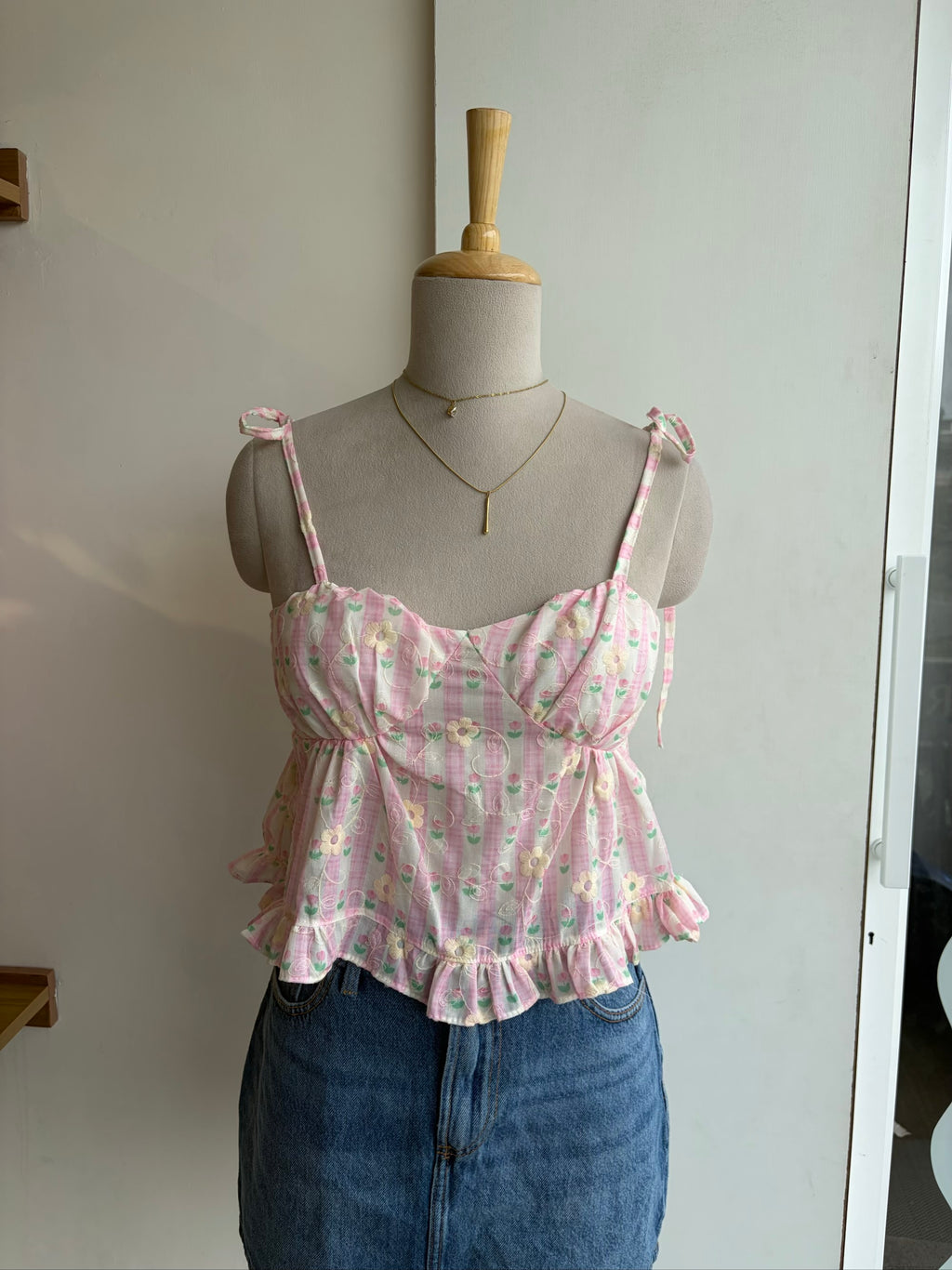 Pink Floral Bustier Top