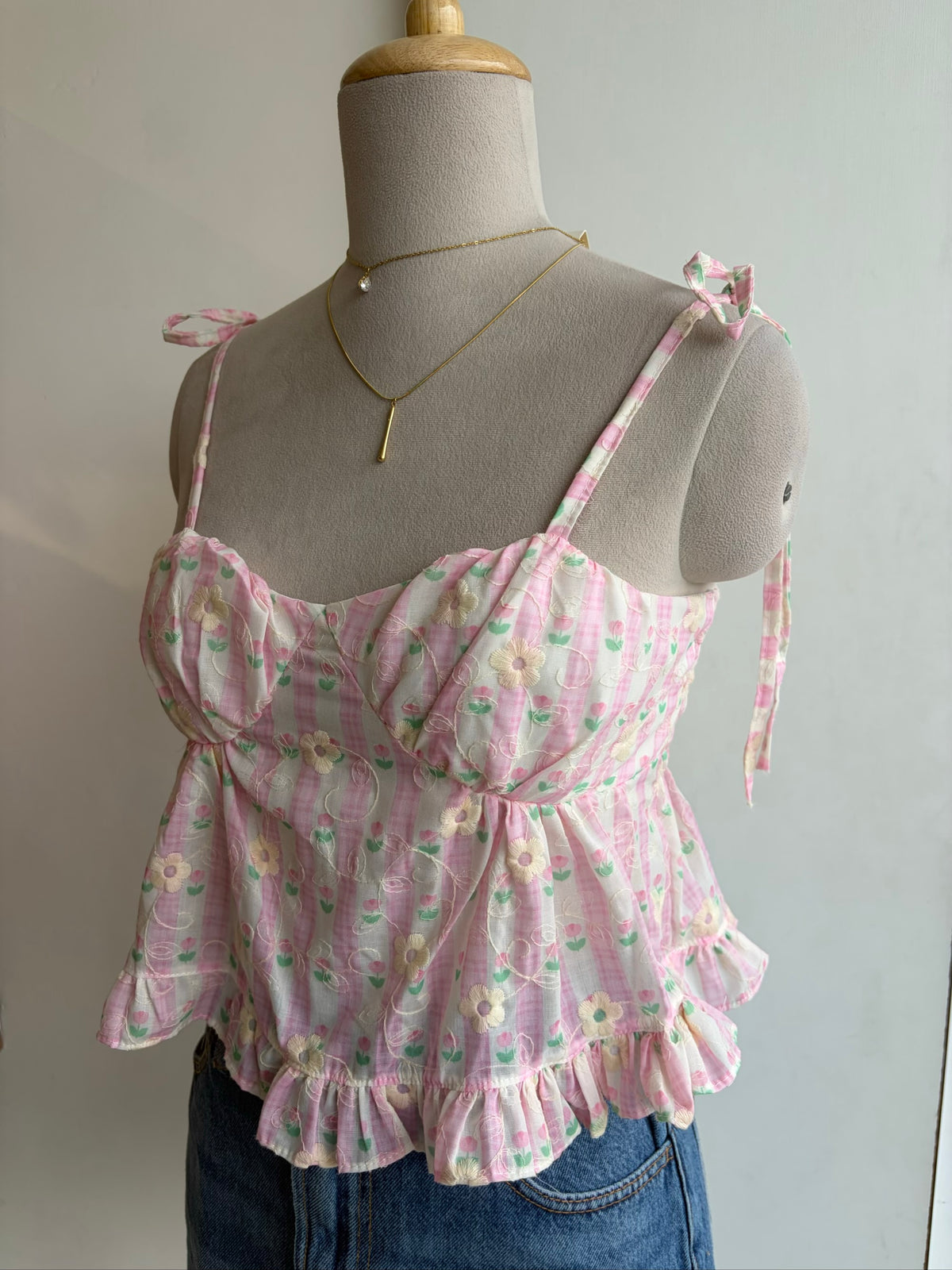 Pink Floral Bustier Top