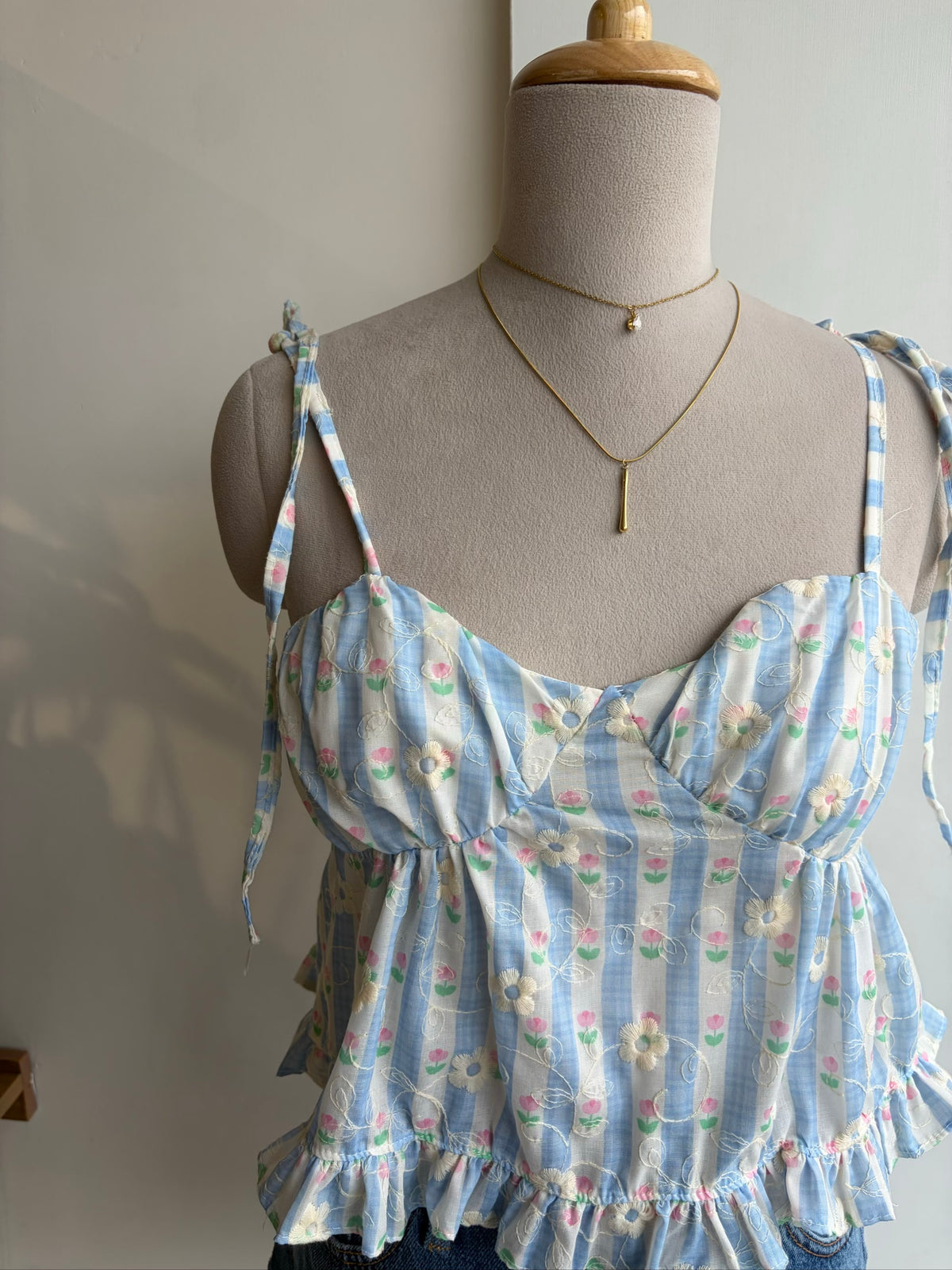 Blue Floral Bustier Top